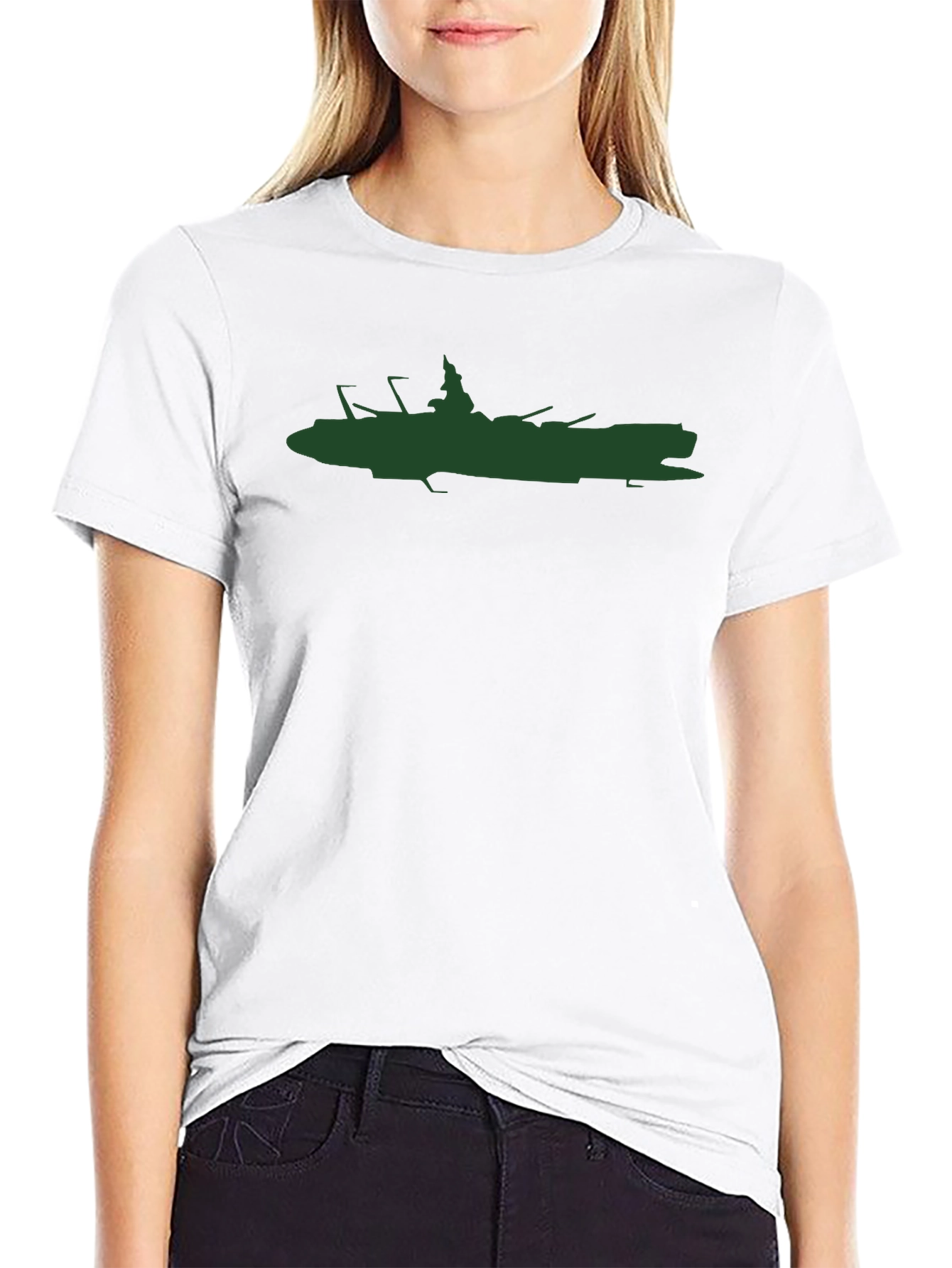 Cool Silhouette Ship Graphic Black T-Shirt