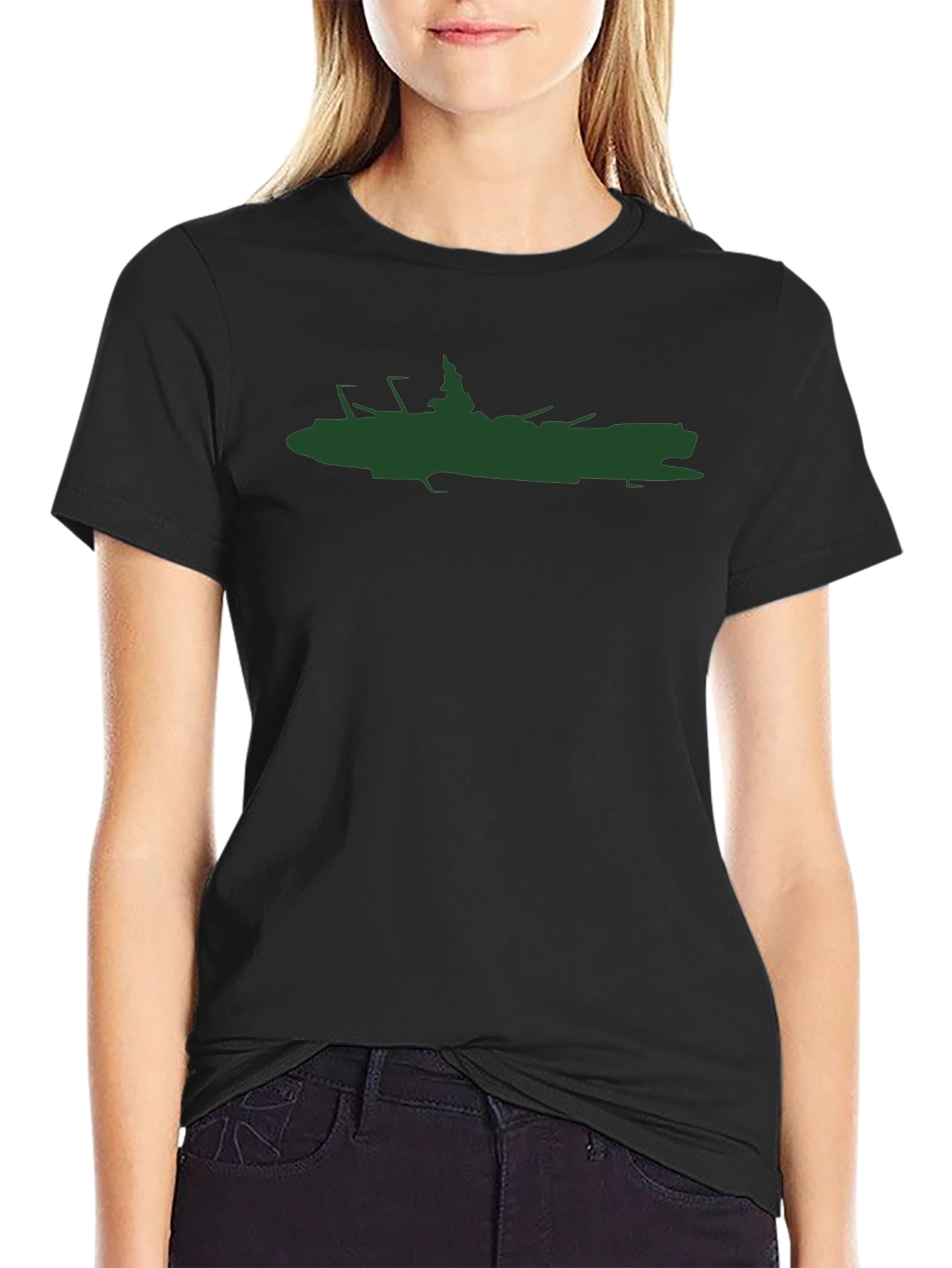 Cool Silhouette Ship Graphic Black T-Shirt