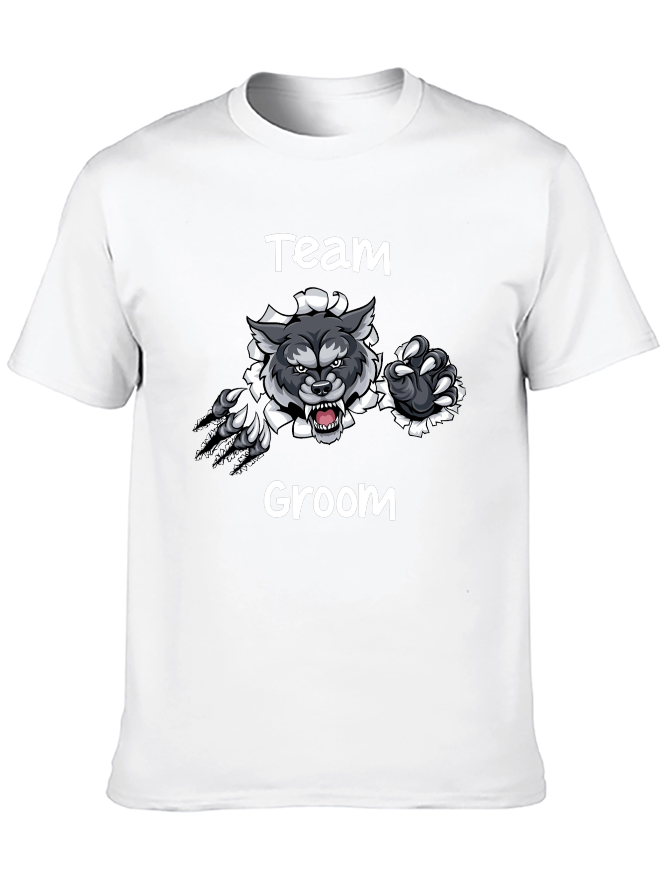 Team Groom Wolf Graphic Black T-Shirt