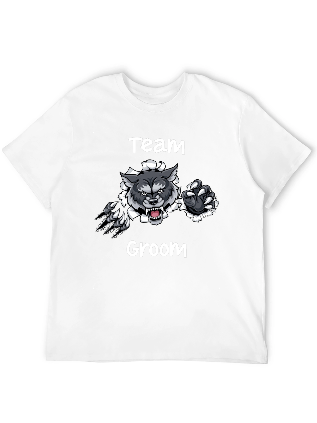 Team Groom Wolf Graphic Black T-Shirt