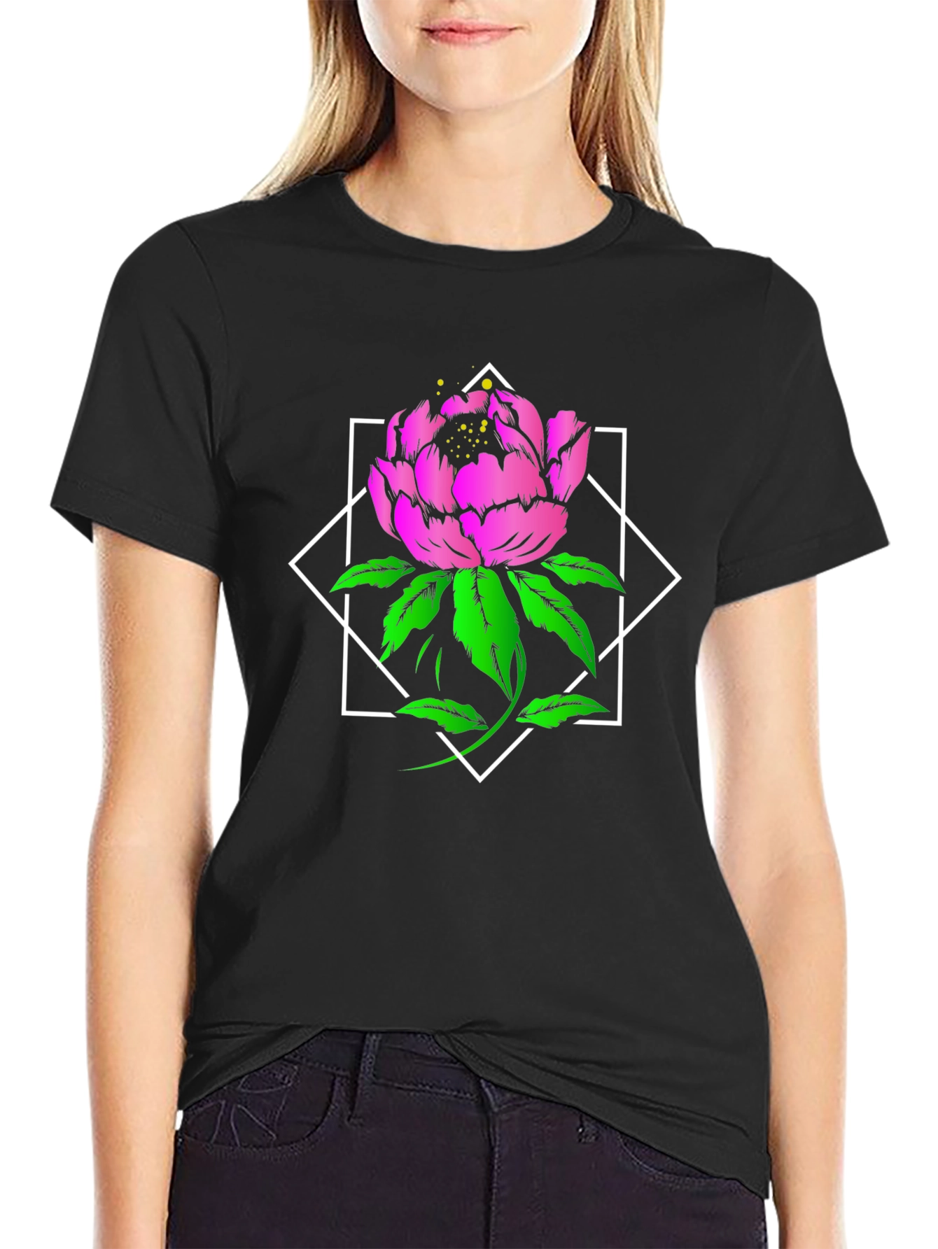Floral Diamond Graphic Tee - Bold & Stylish