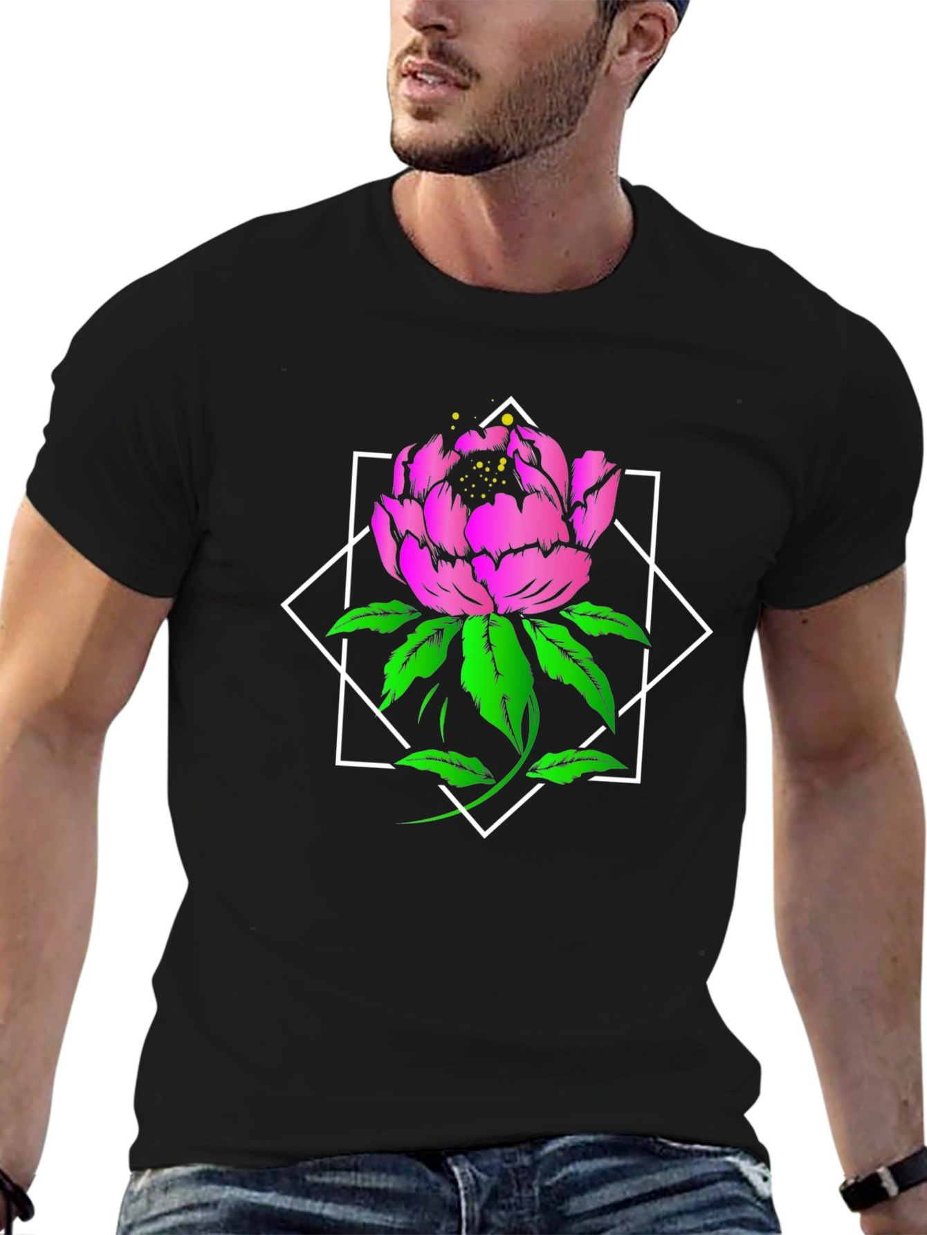 Floral Diamond Graphic Tee - Bold & Stylish