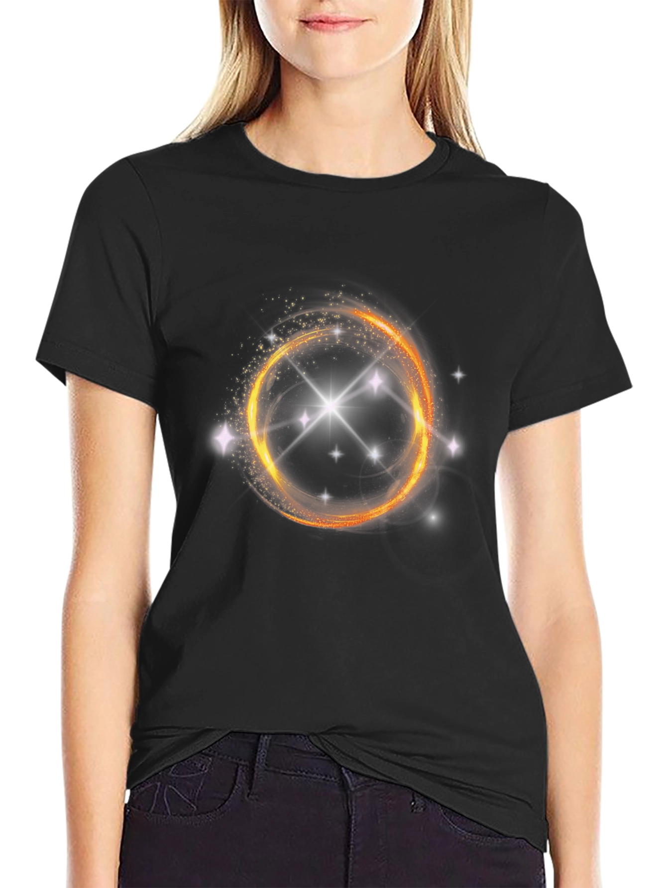 Mystic Star Ring Graphic Black T-Shirt