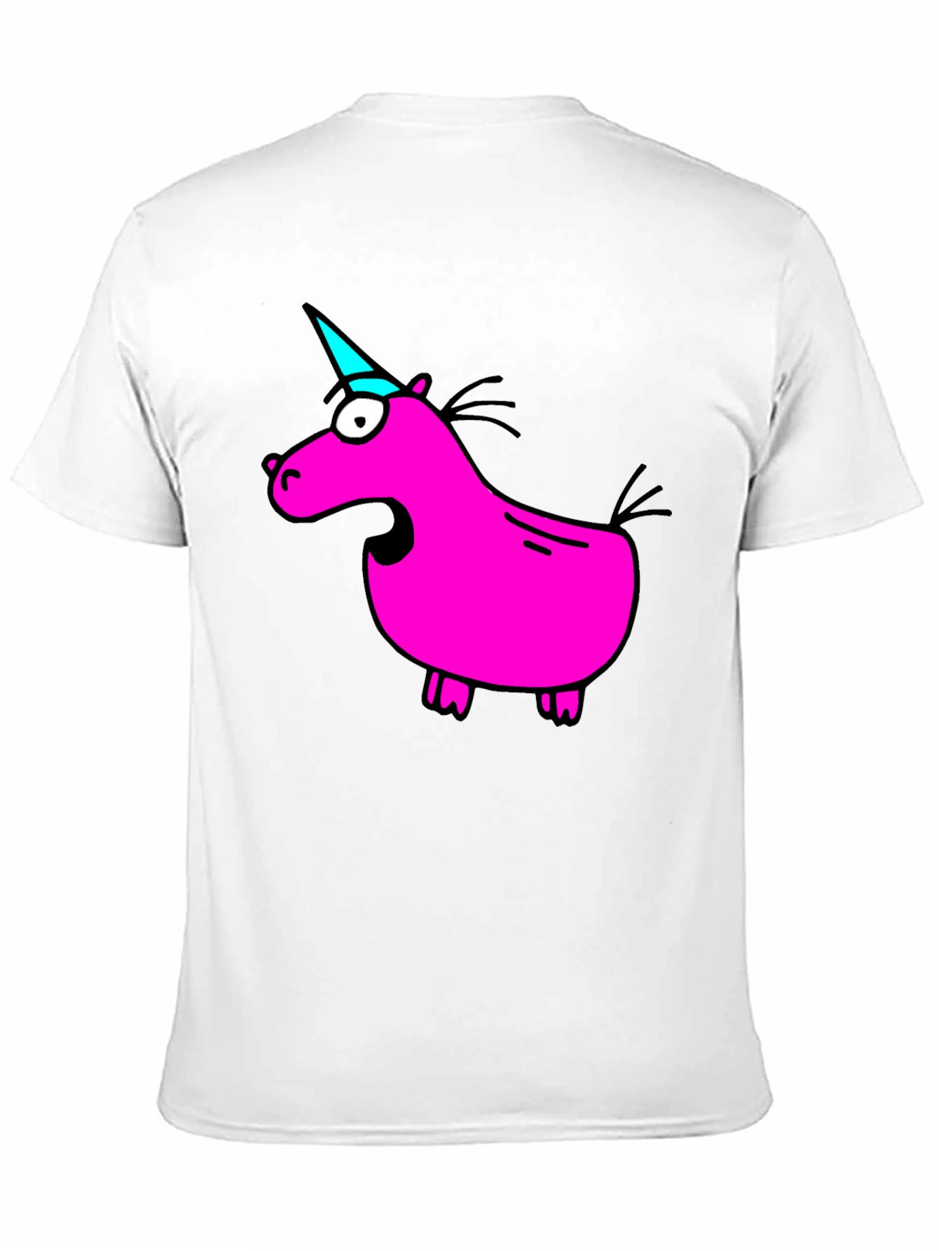 Funny Pink Unicorn Black T-Shirt