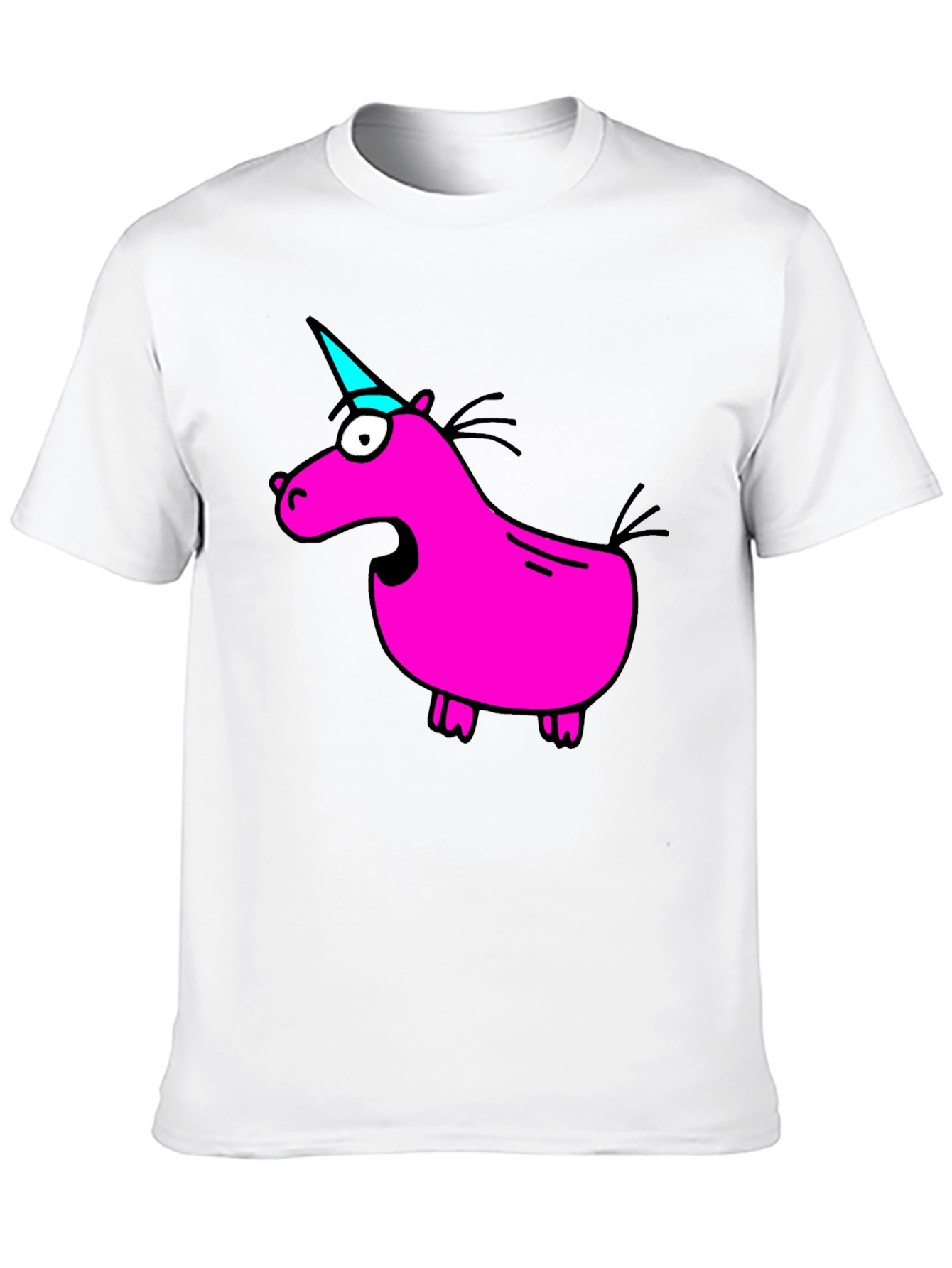 Funny Pink Unicorn Black T-Shirt