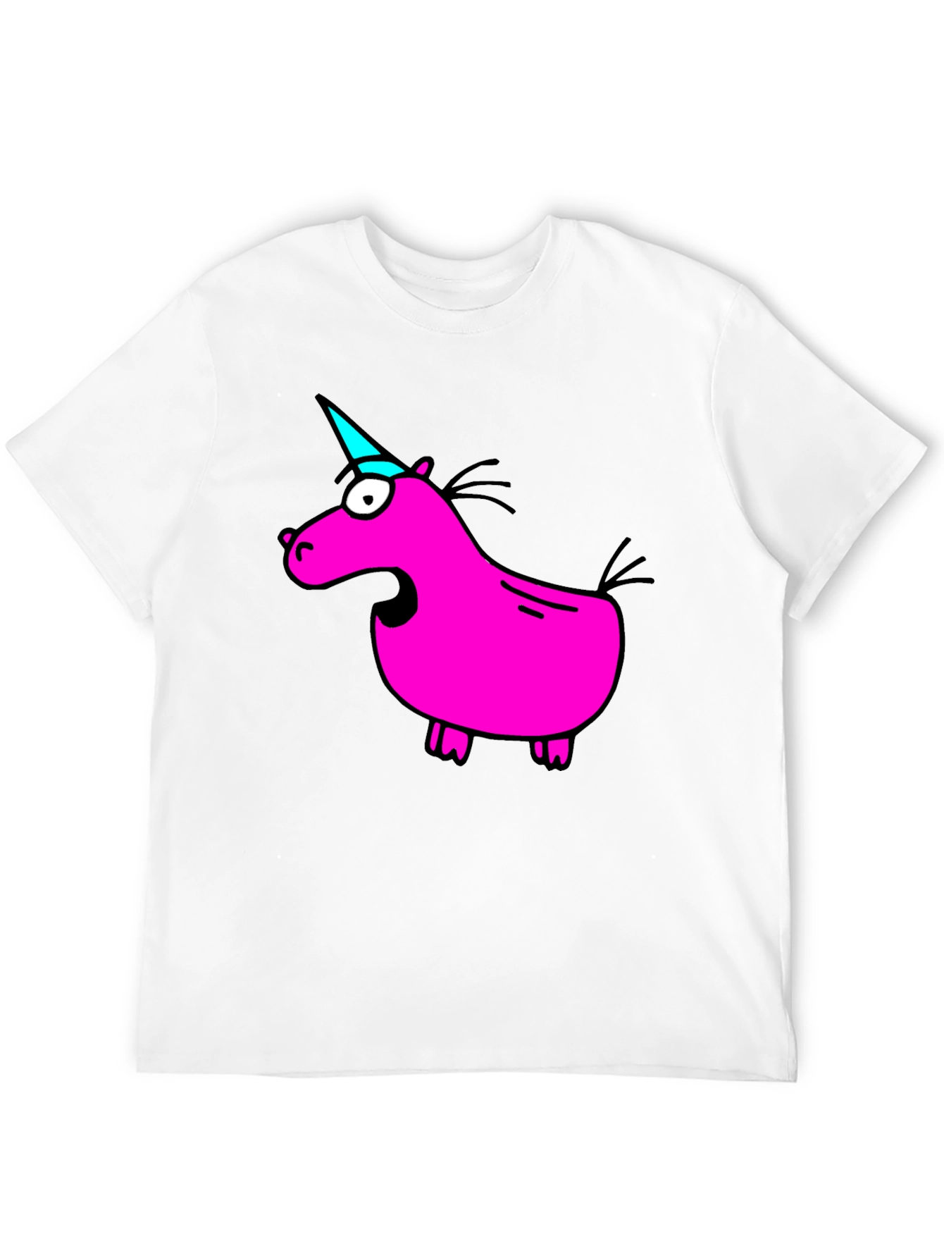 Funny Pink Unicorn Black T-Shirt