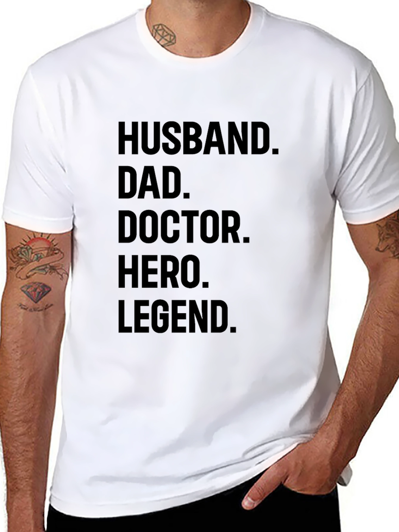 Husband Dad Doctor Hero Legend Black Graphic Tee