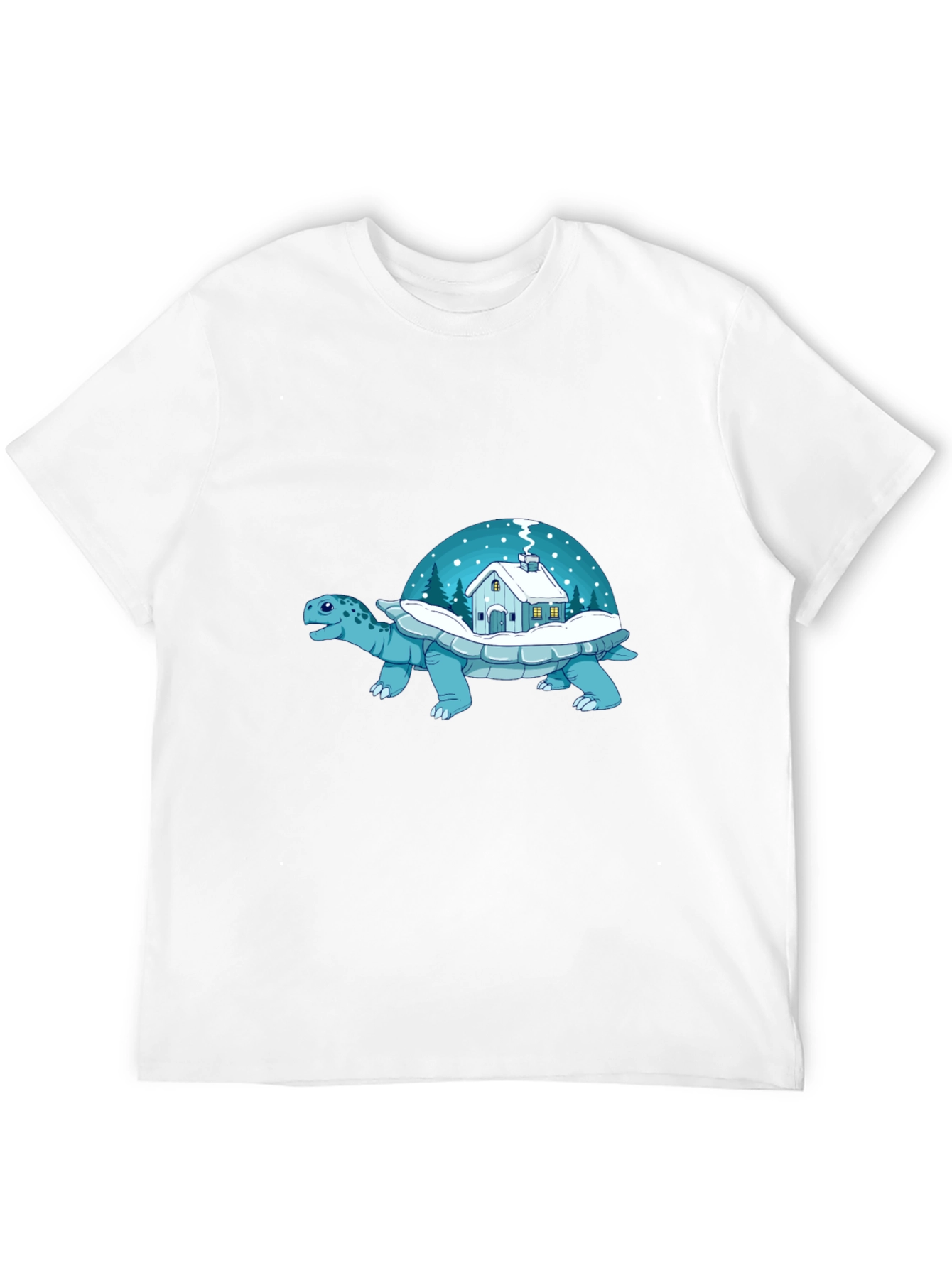Winter Turtle House T-Shirt - Unique Graphic Tee
