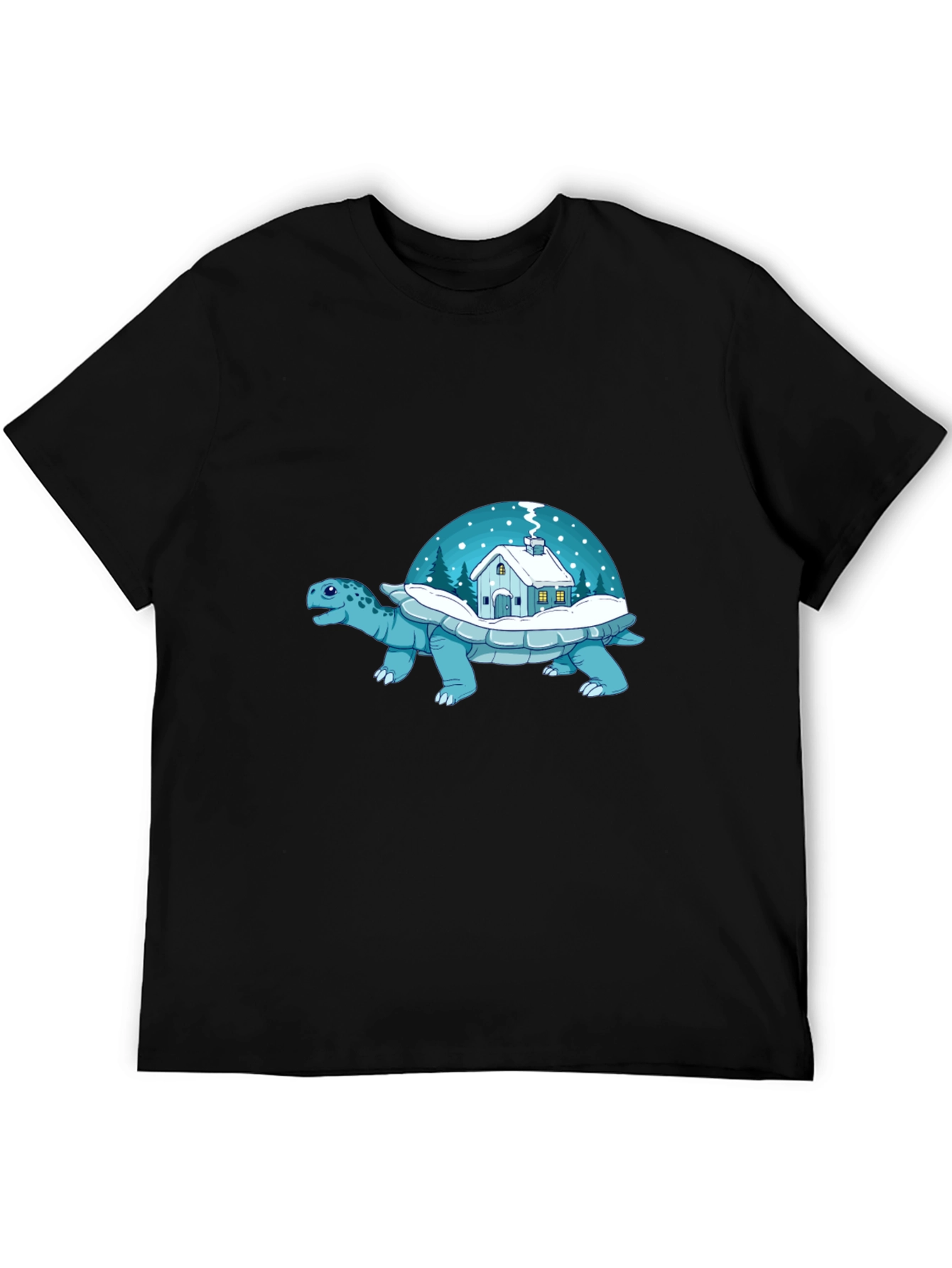 Winter Turtle House T-Shirt - Unique Graphic Tee