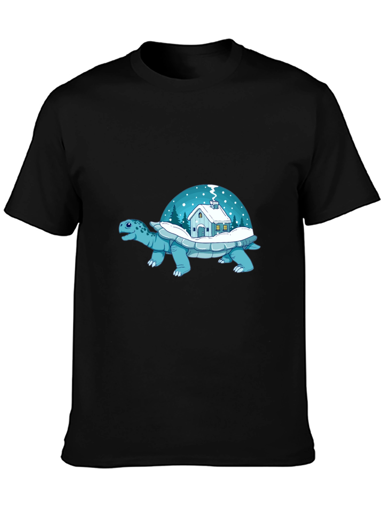 Winter Turtle House T-Shirt - Unique Graphic Tee