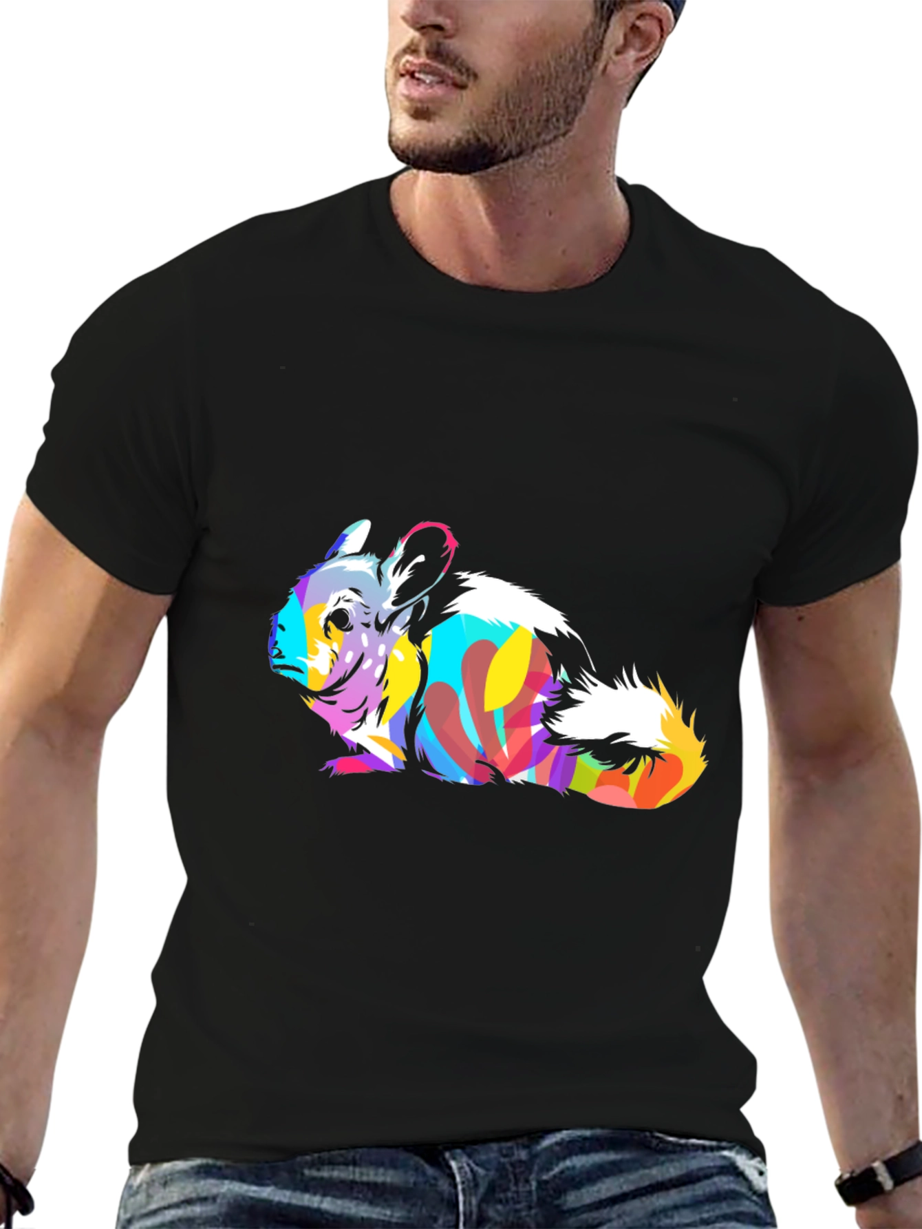 Vibrant Chinchilla Graphic Tee - Unique Animal Art