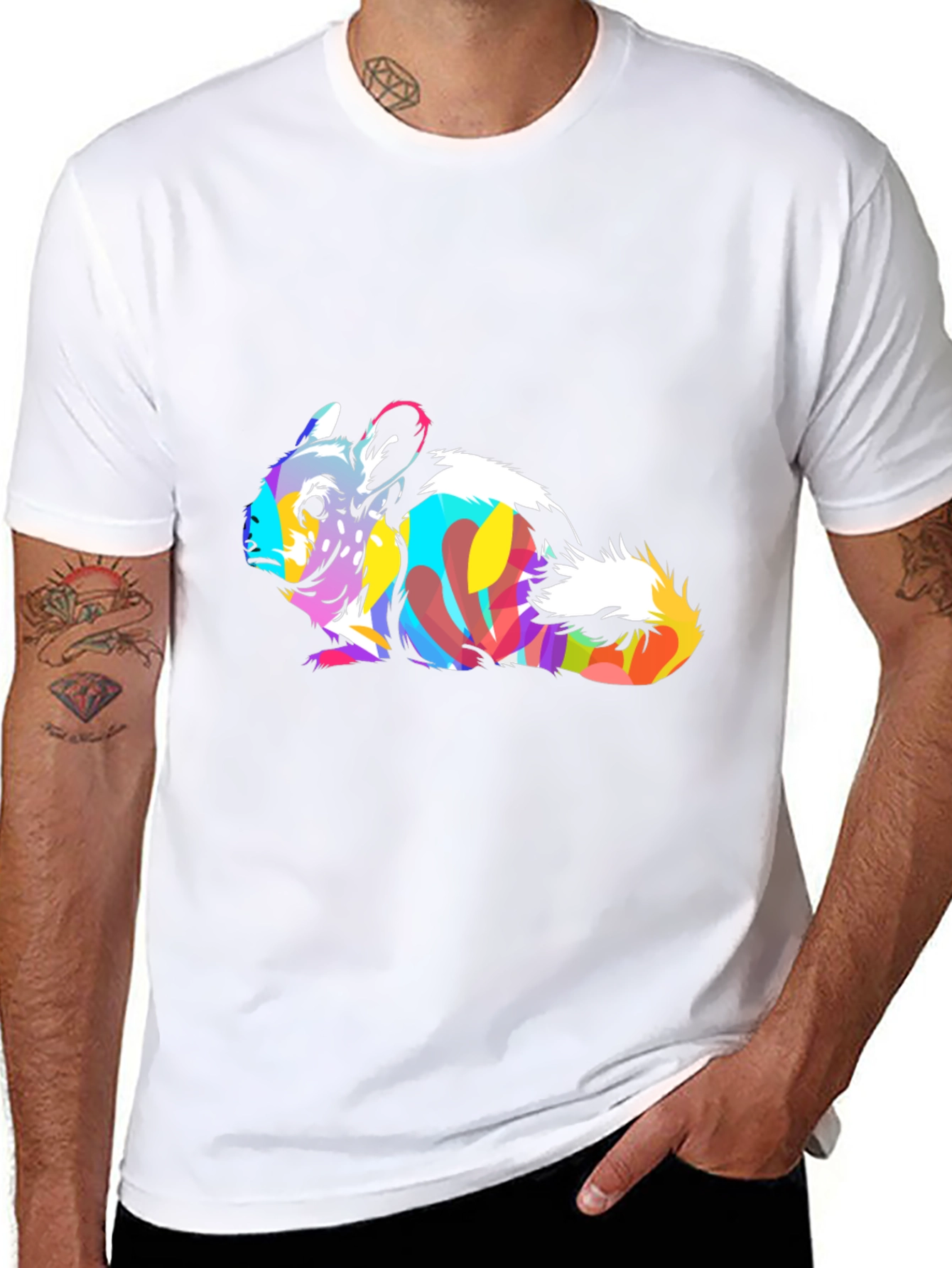 Vibrant Chinchilla Graphic Tee - Unique Animal Art
