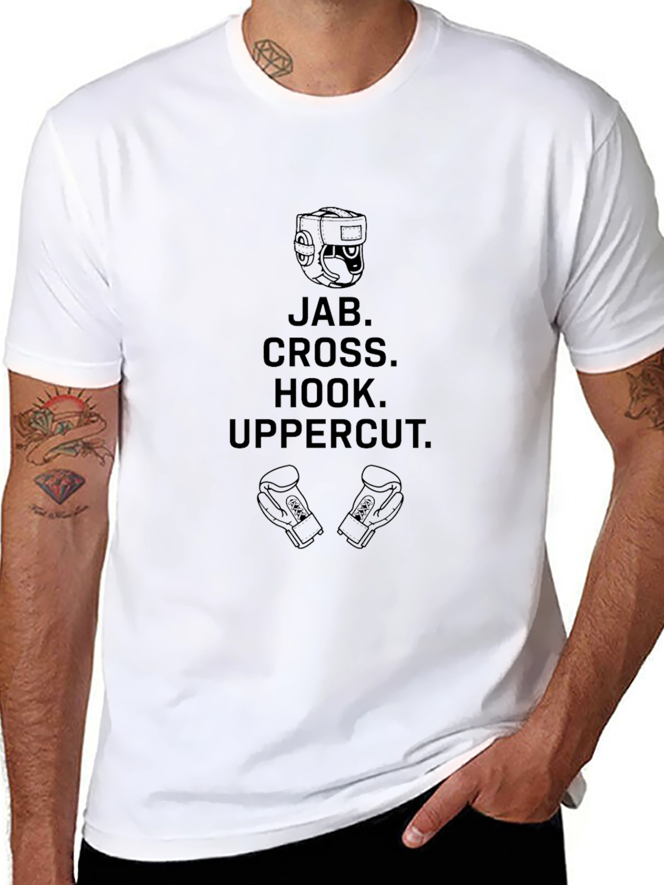 Boxing Moves Graphic Tee - Jab Cross Hook Uppercut