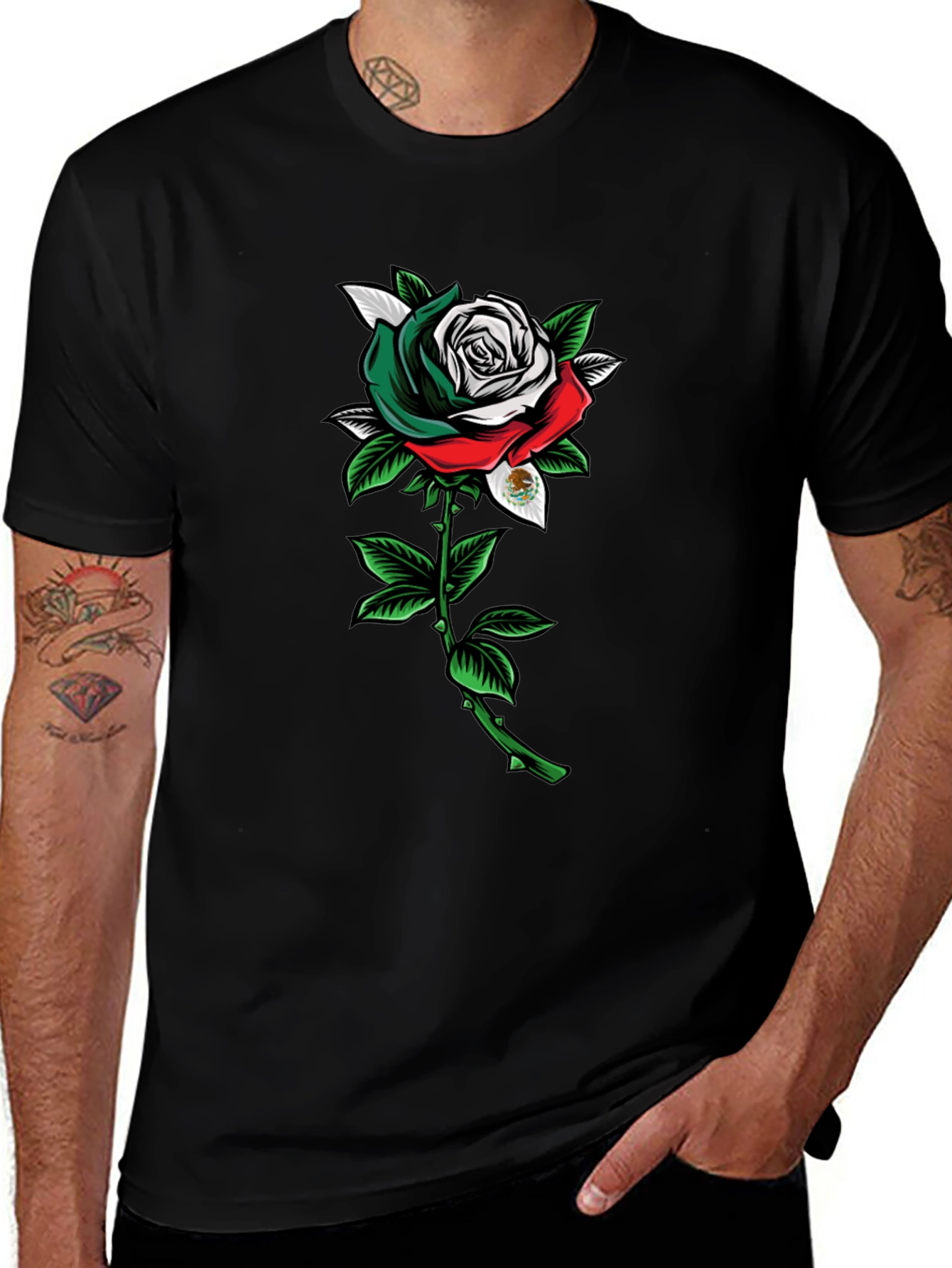 Mexican Flag Rose Graphic Tee