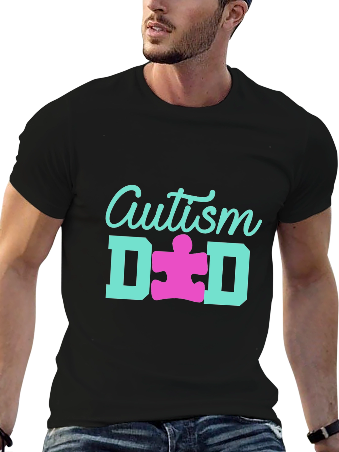 Autism Dad T-Shirt - Puzzle Piece Design