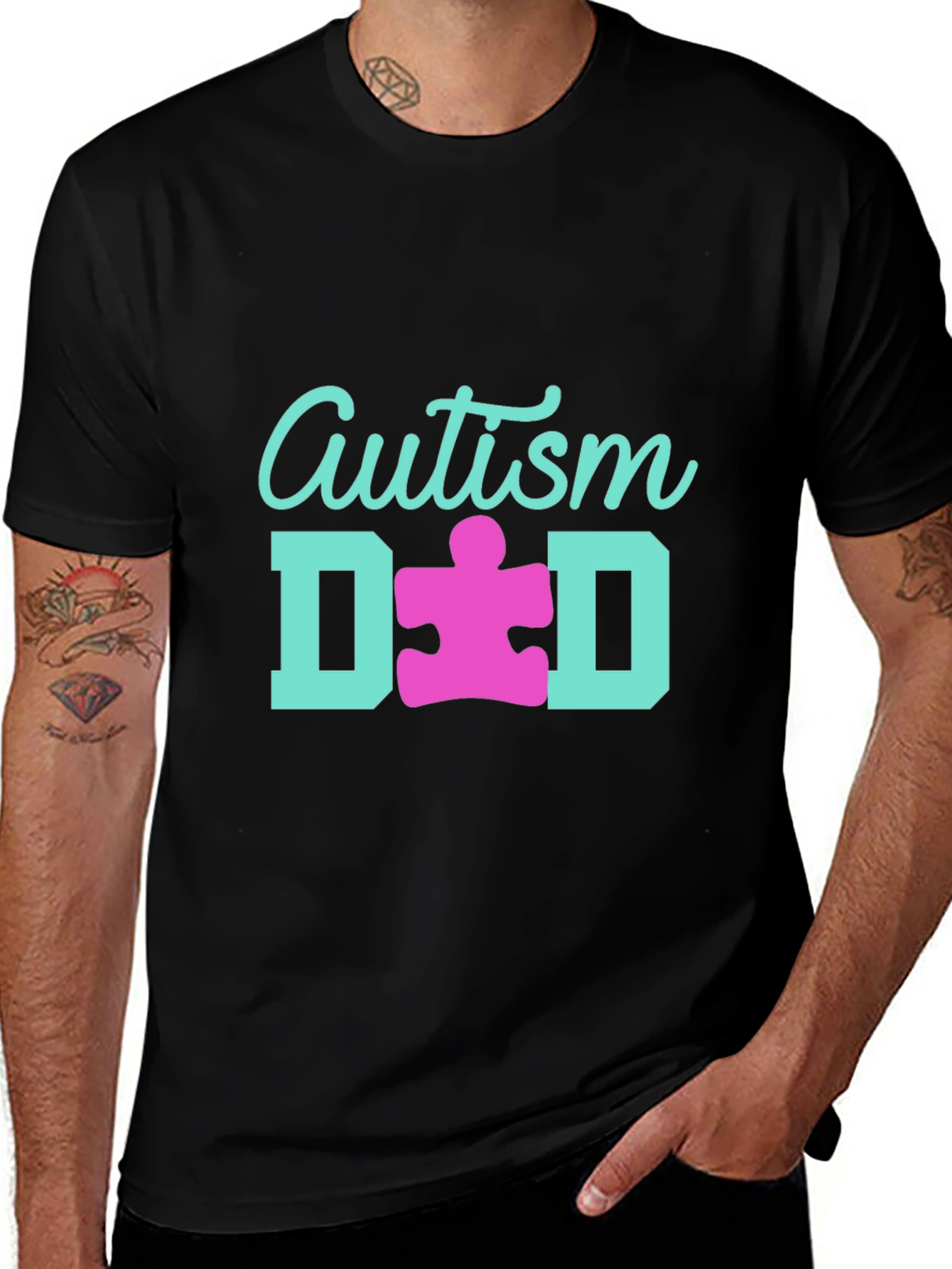 Autism Dad T-Shirt - Puzzle Piece Design