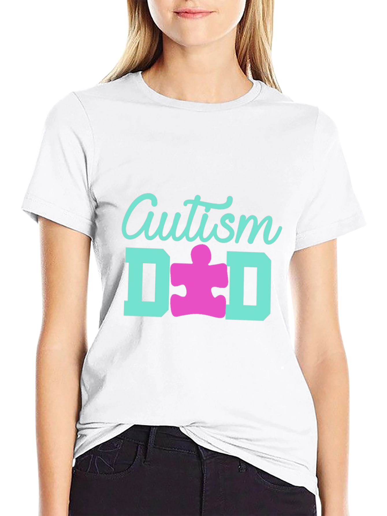 Autism Dad T-Shirt - Puzzle Piece Design