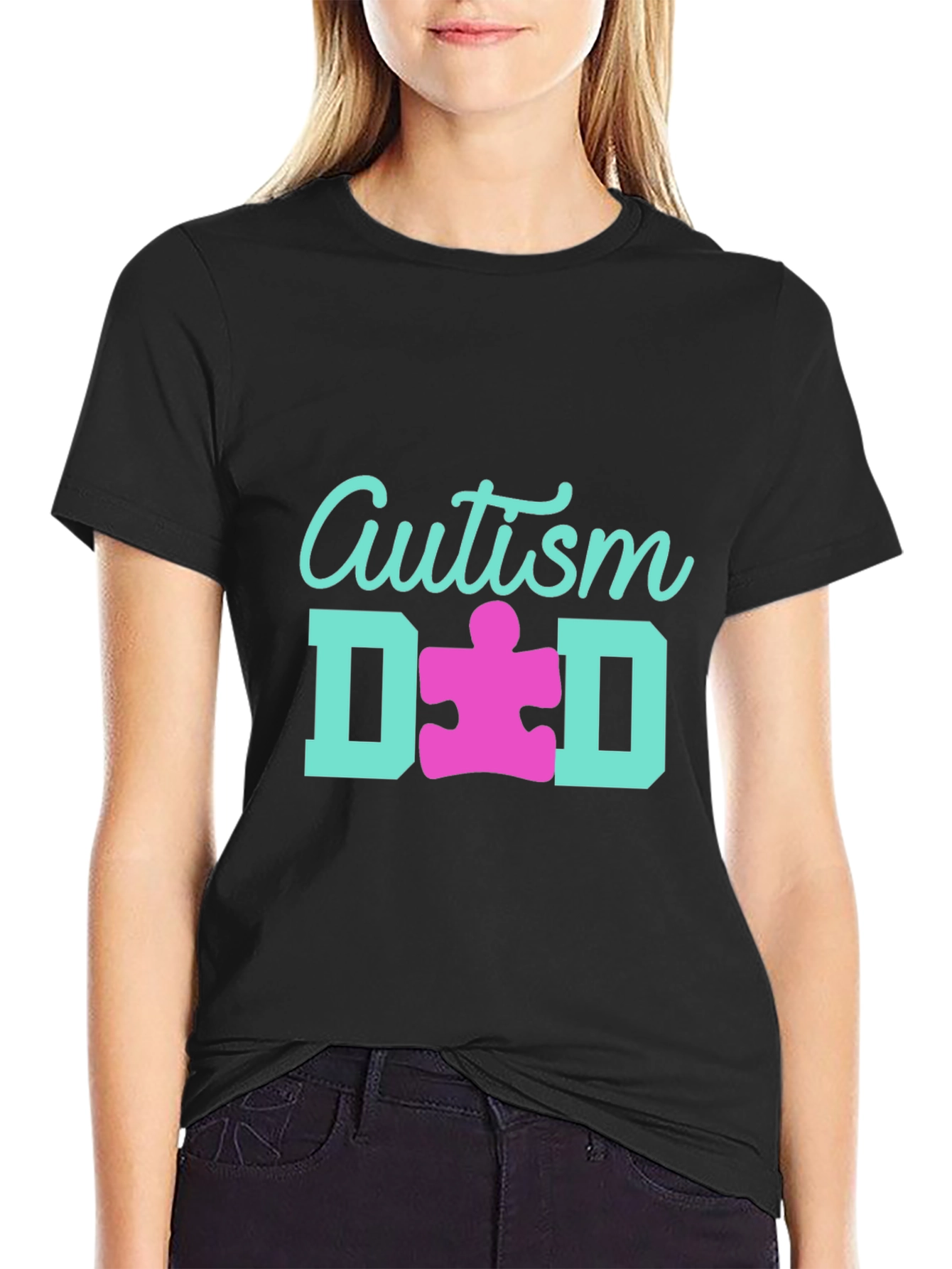 Autism Dad T-Shirt - Puzzle Piece Design