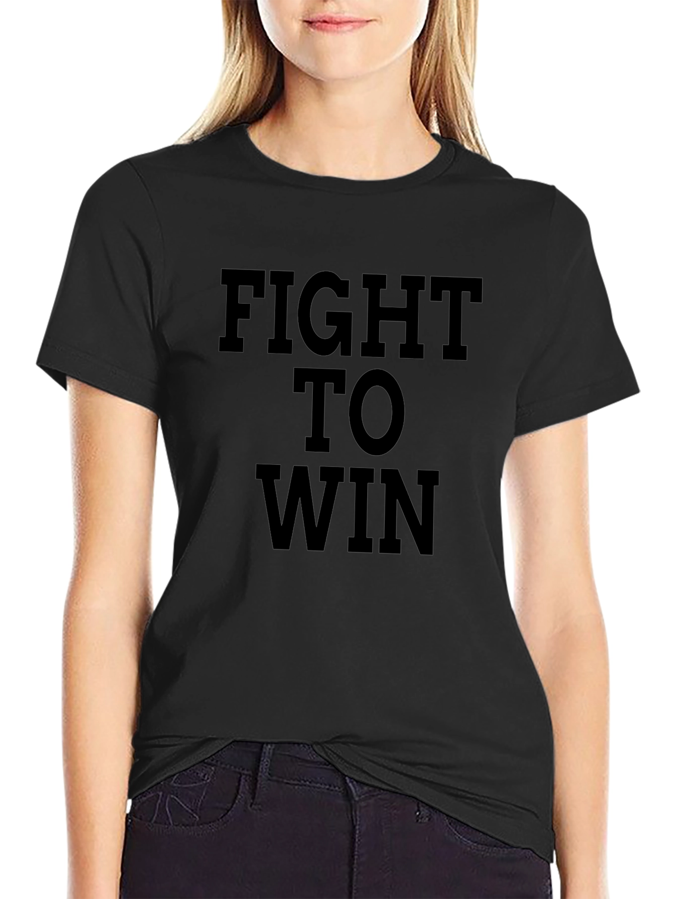 Fight To Win Black Graphic T-Shirt