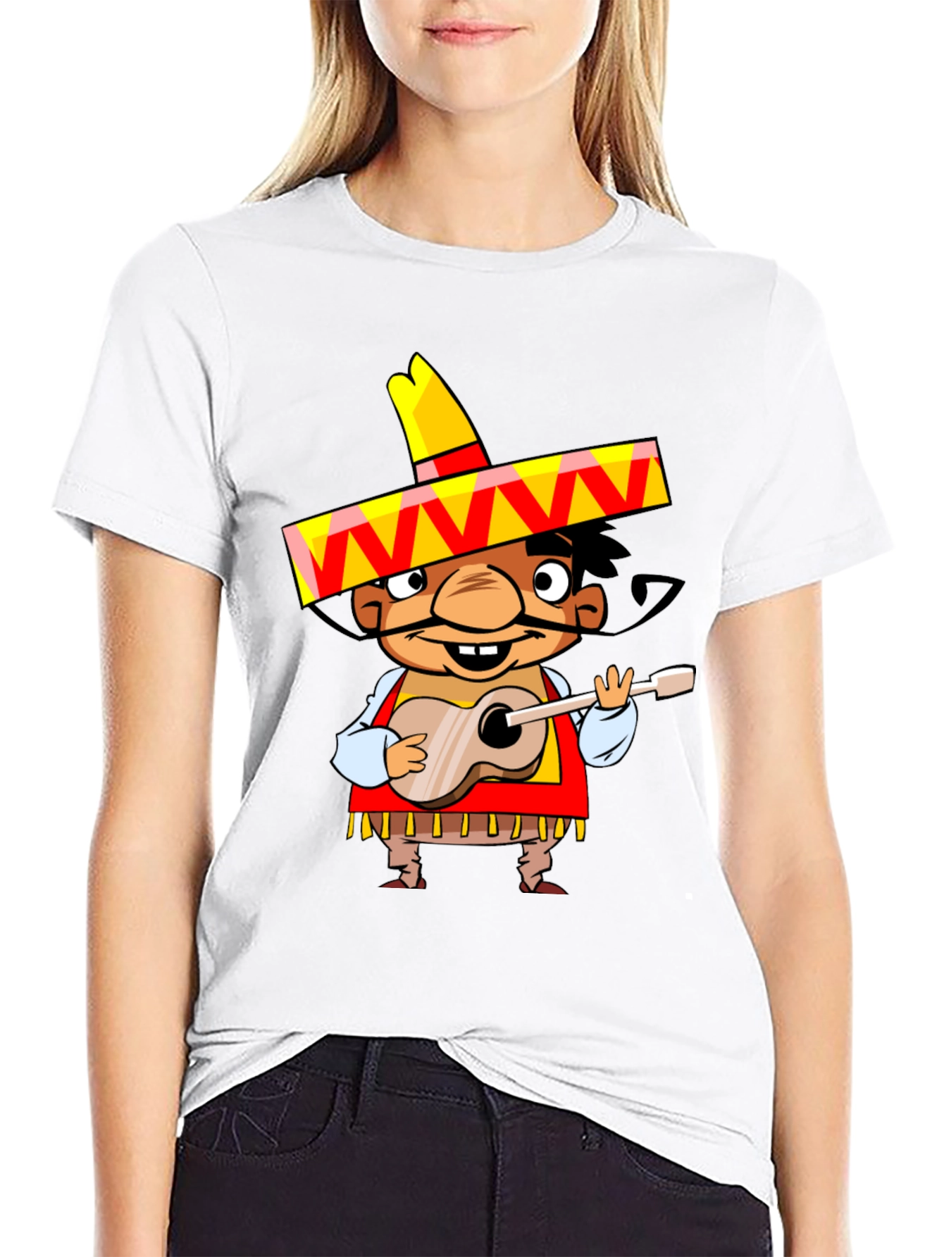 Mariachi Cartoon Graphic Tee - Black