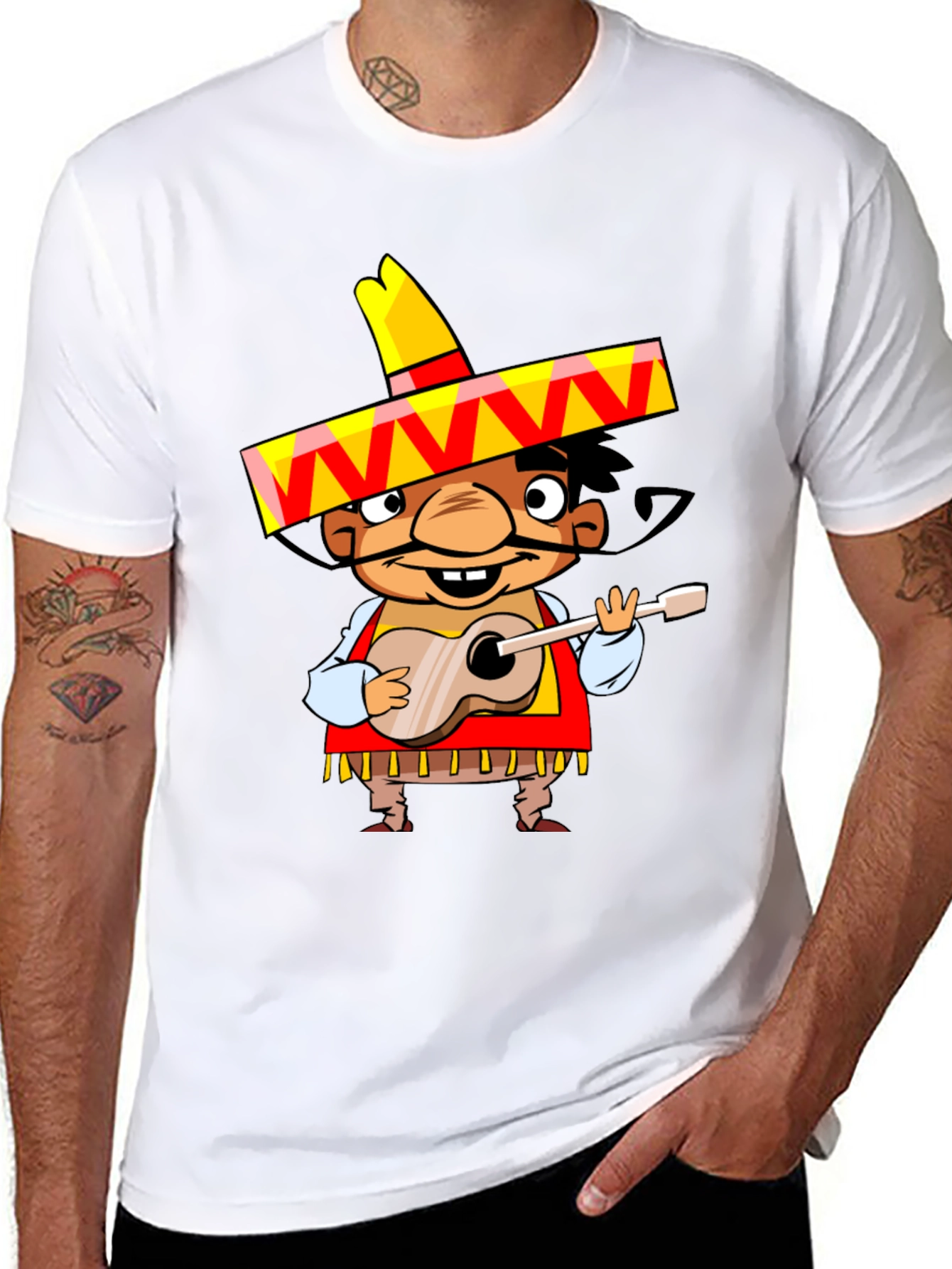 Mariachi Cartoon Graphic Tee - Black
