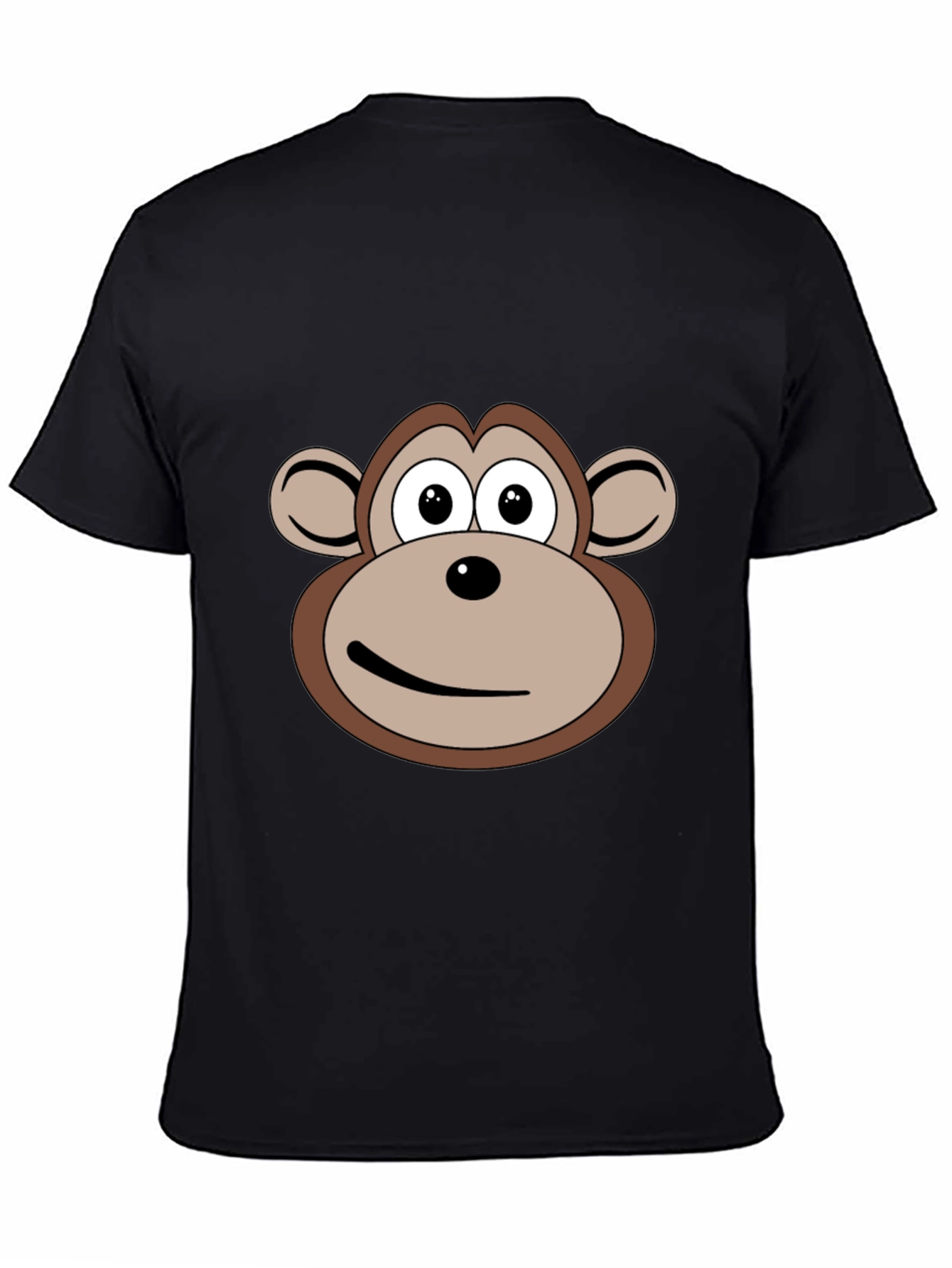 Cartoon Monkey Face Black T-Shirt