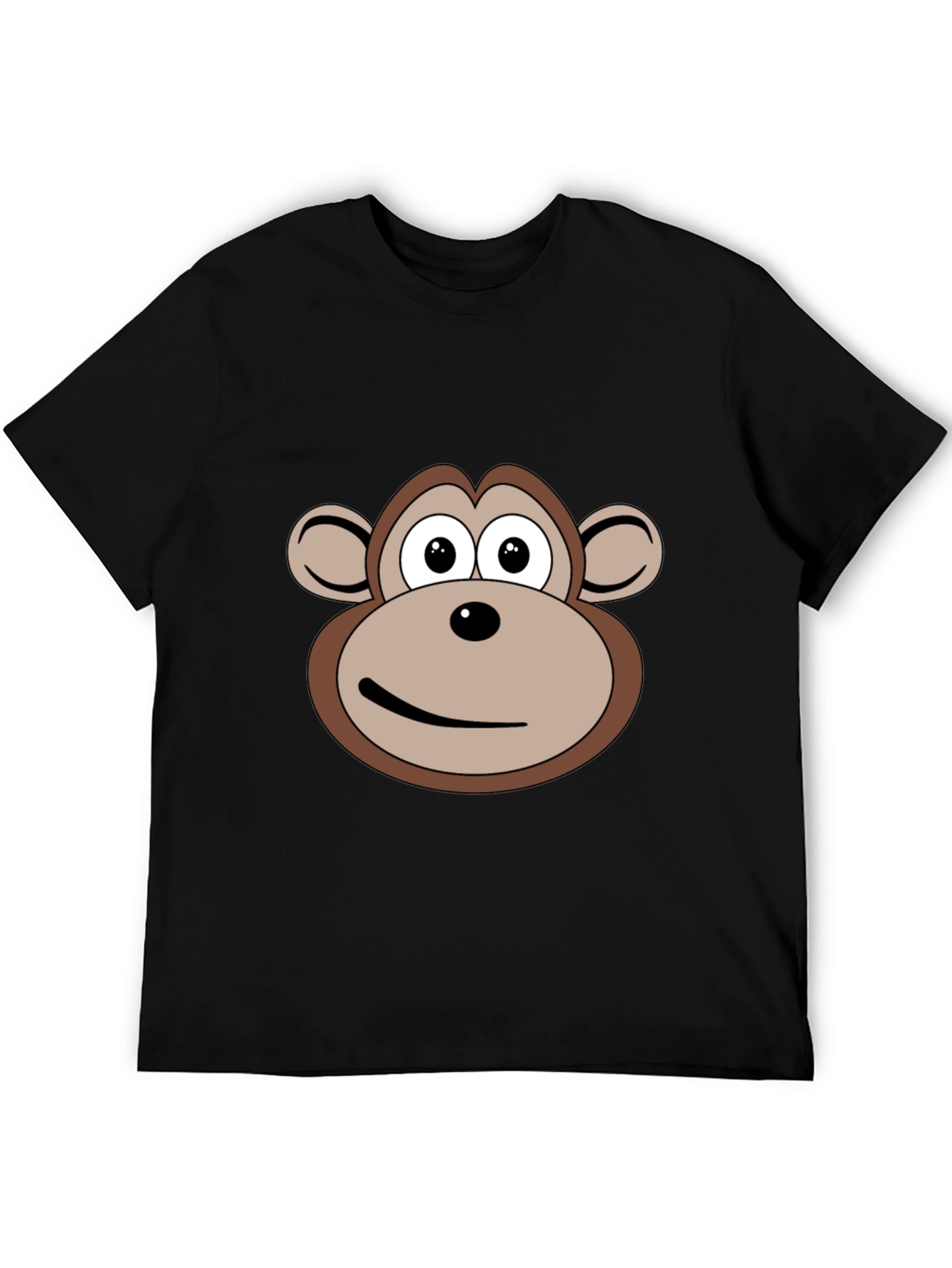Cartoon Monkey Face Black T-Shirt