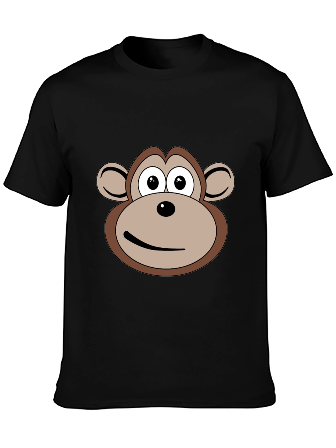 Cartoon Monkey Face Black T-Shirt