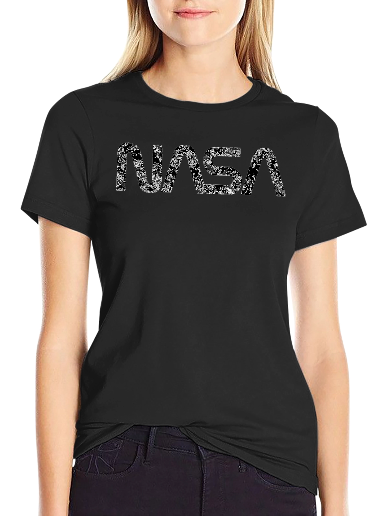 NASA Distressed Logo Black T-Shirt