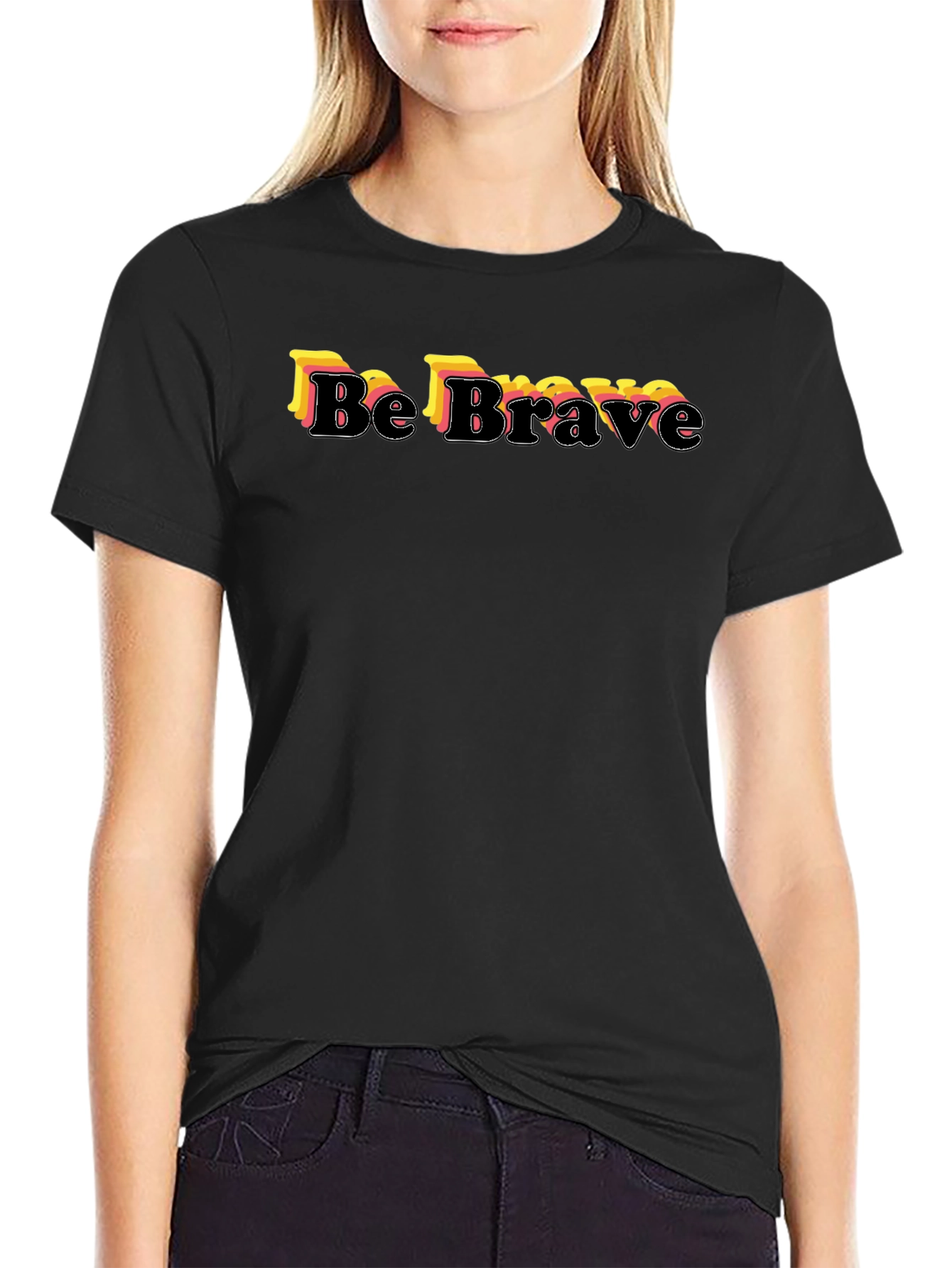 Be Brave Graphic Print Black T-Shirt