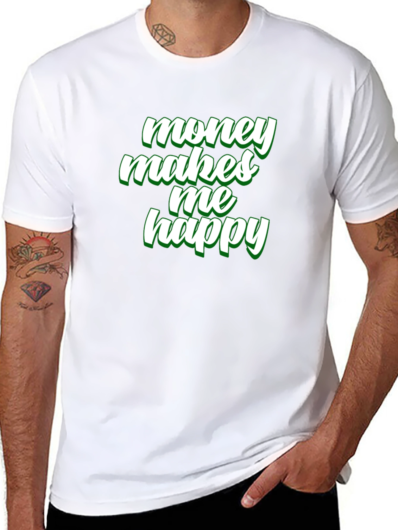 Money Makes Me Happy Graphic Tee - Black