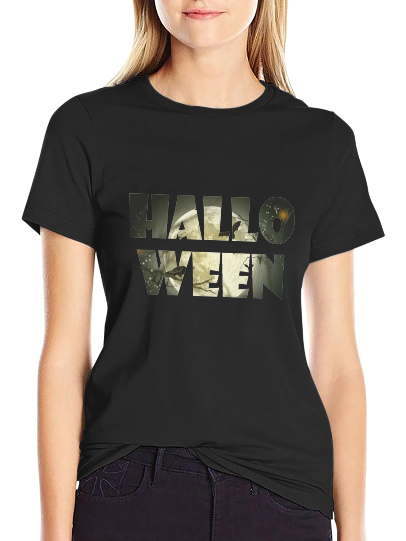 Halloween Graphic Print Black T-Shirt