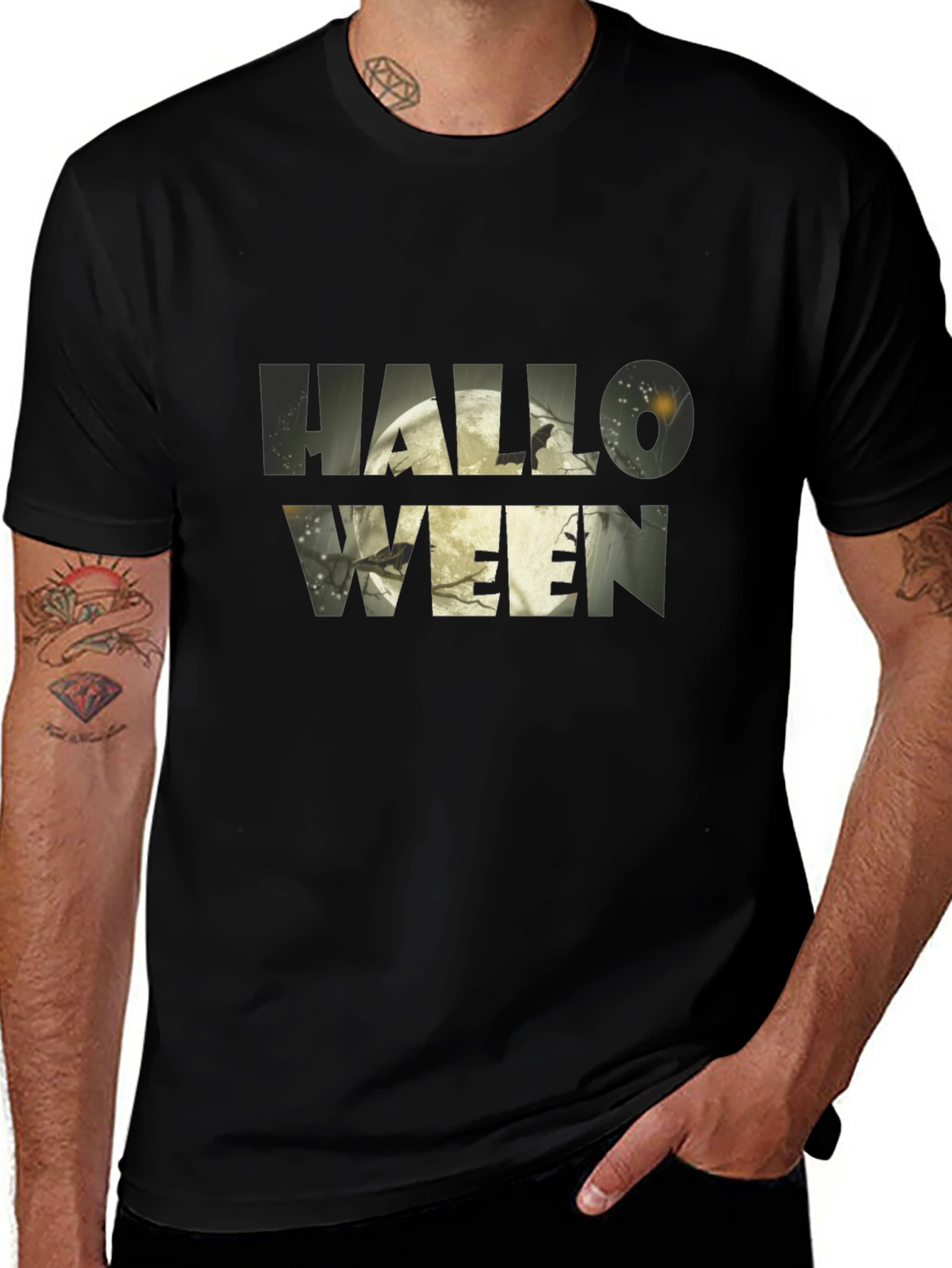 Halloween Graphic Print Black T-Shirt