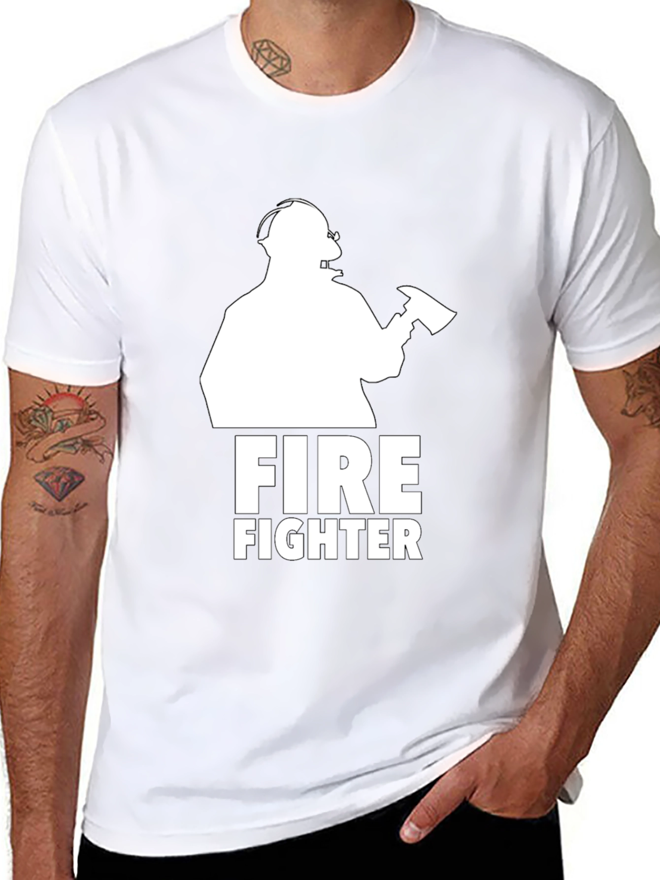 Firefighter Graphic Tee - Black Cotton T-Shirt
