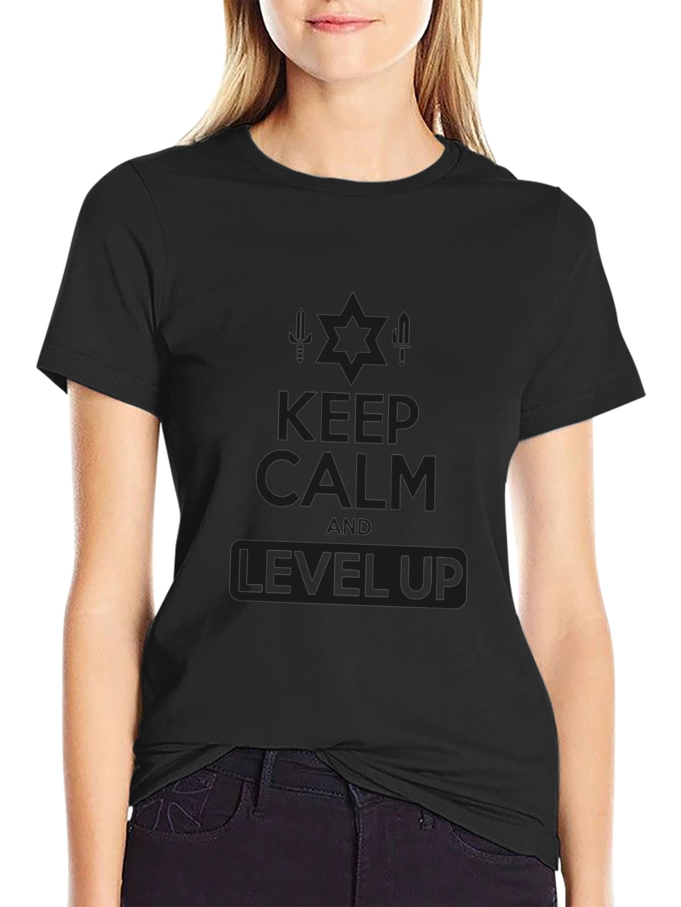Keep Calm and Level Up Black T-Shirt