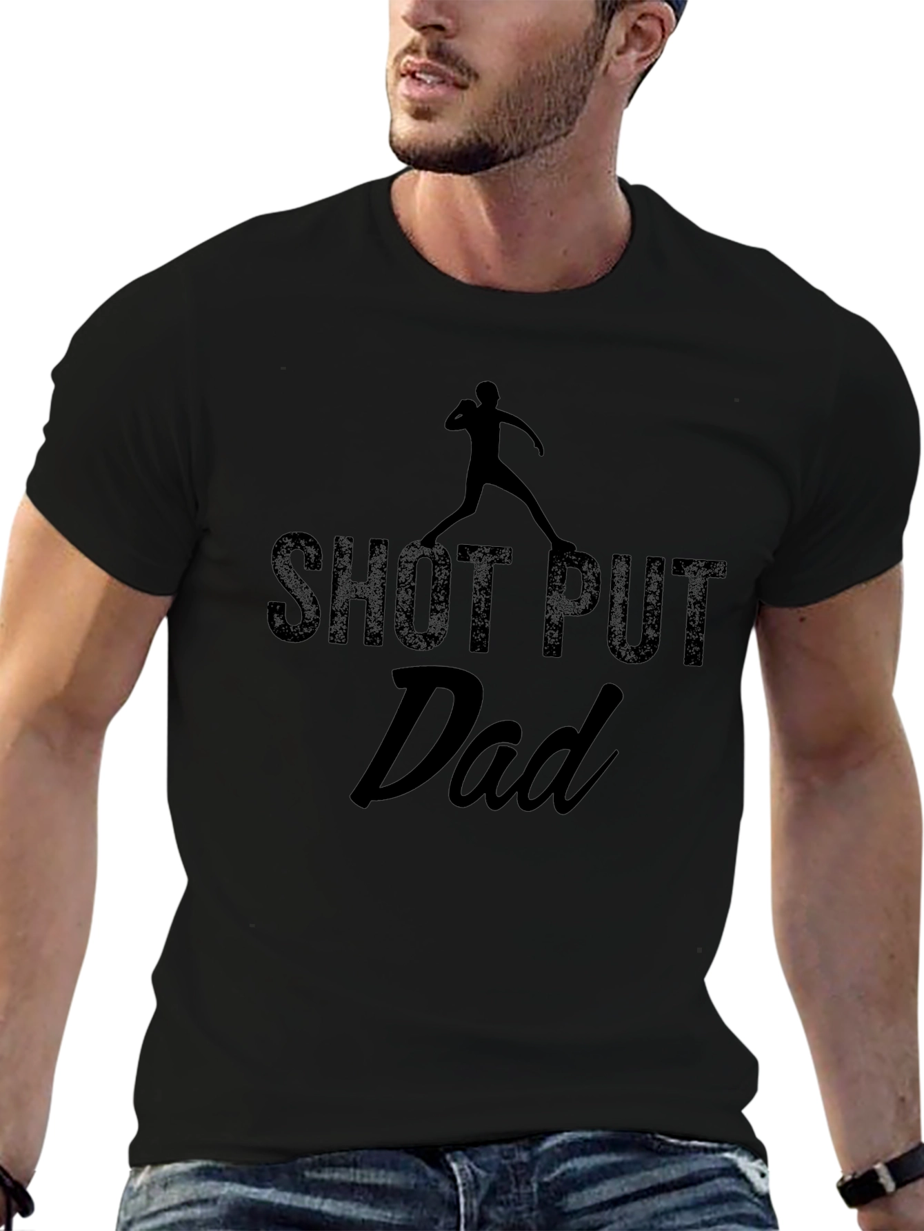 Shot Put Dad T-Shirt - Black Graphic Tee