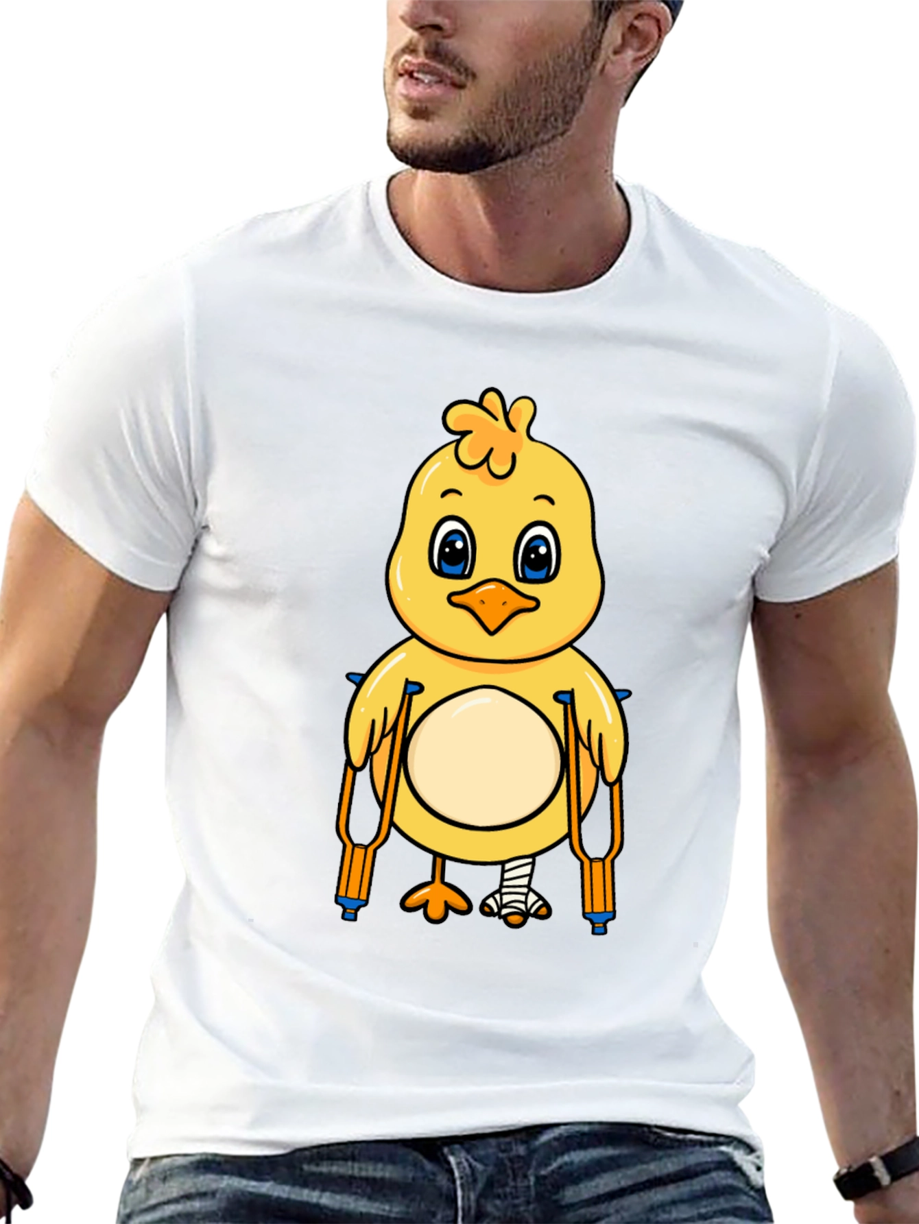 Funny Chick with Crutches Graphic T-Shirt