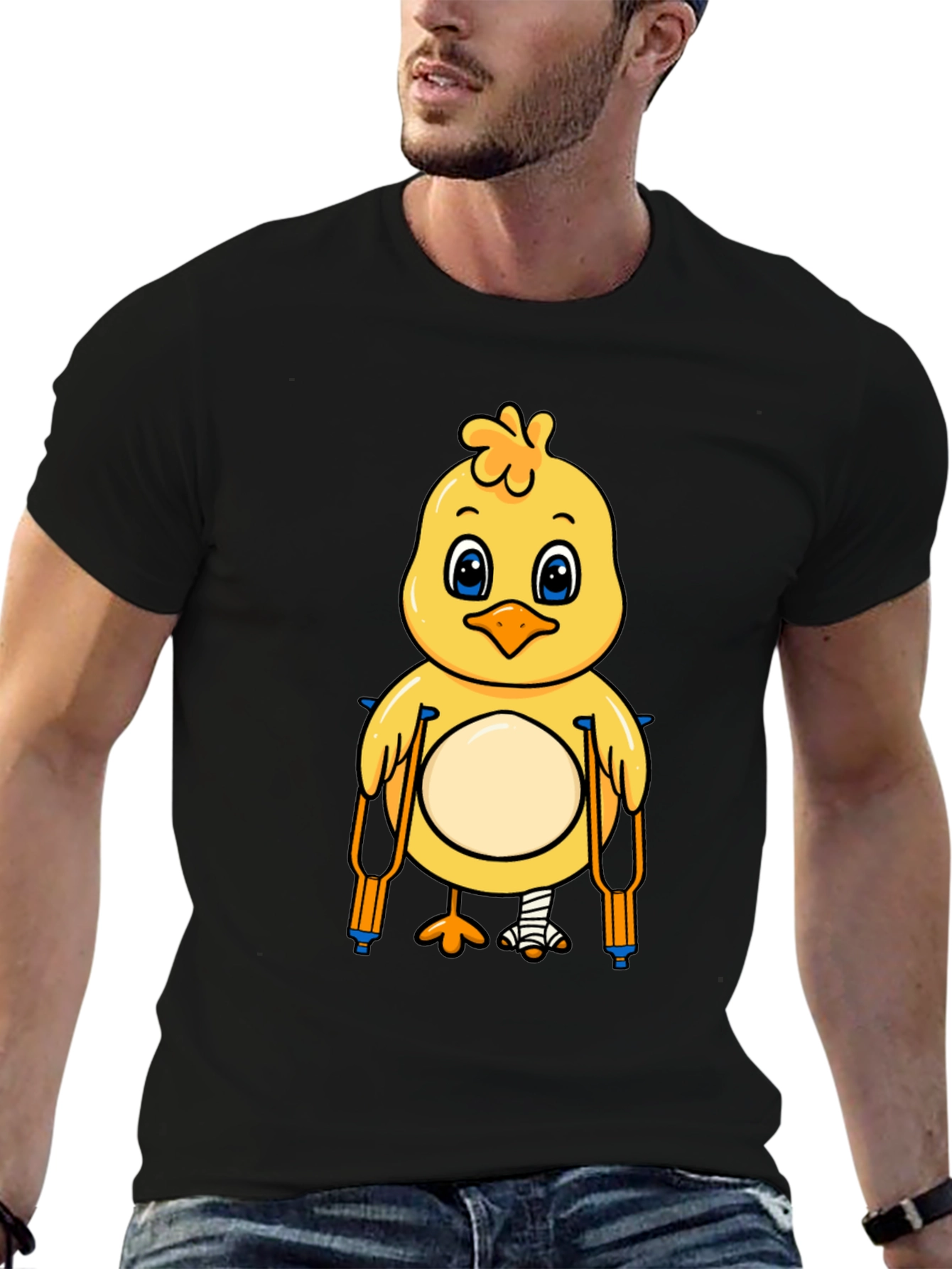 Funny Chick with Crutches Graphic T-Shirt