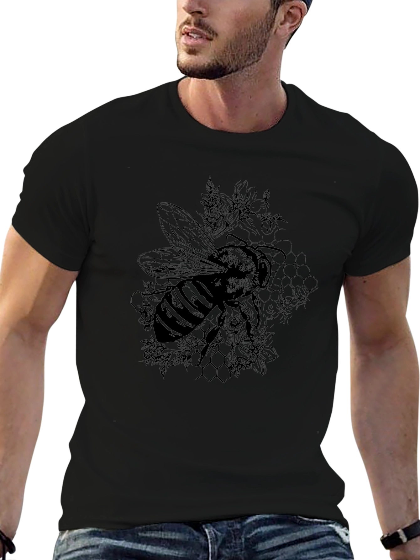 Black Bee Graphic Tee - Stylish Unisex Design