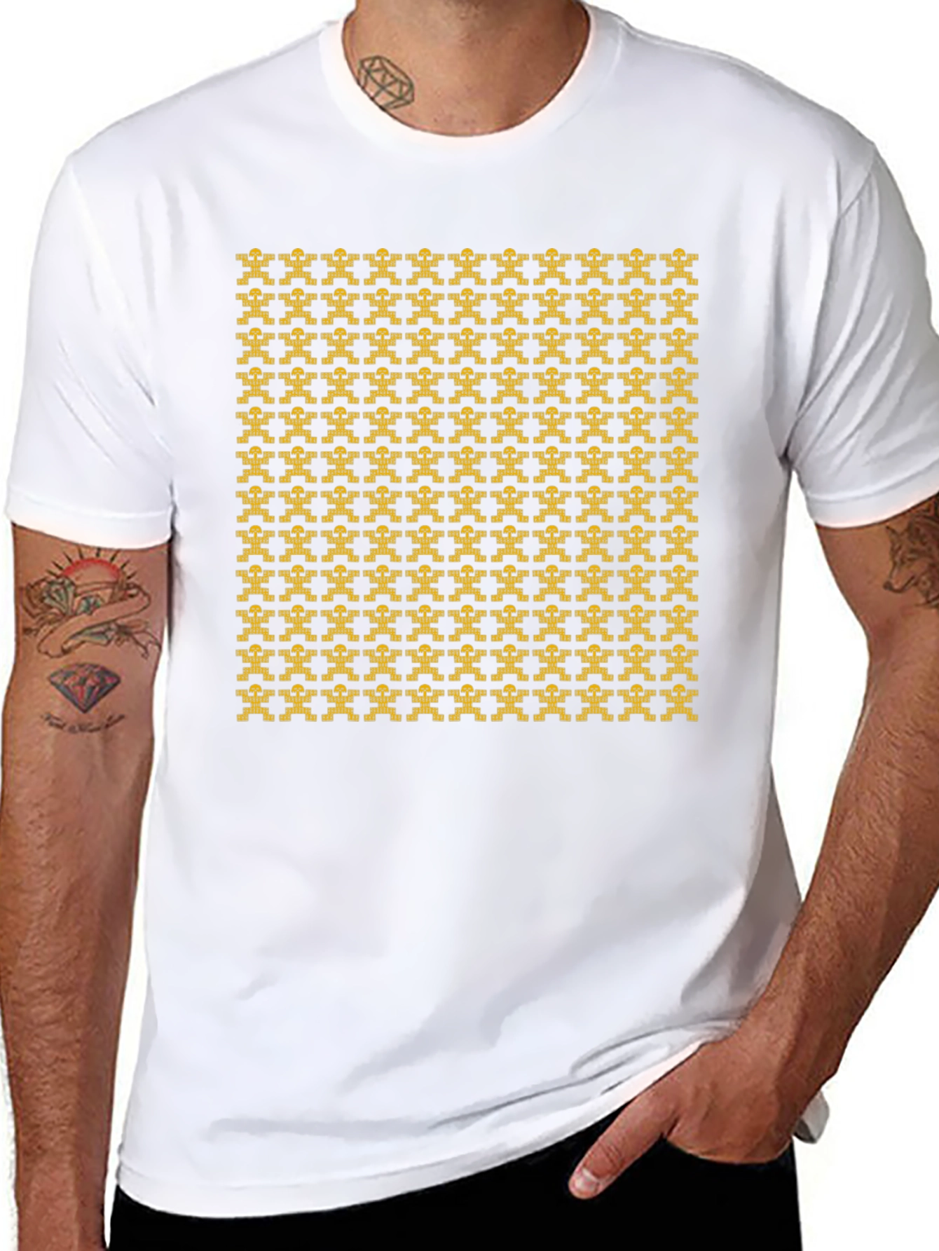 Geometric Patterned Black T-Shirt