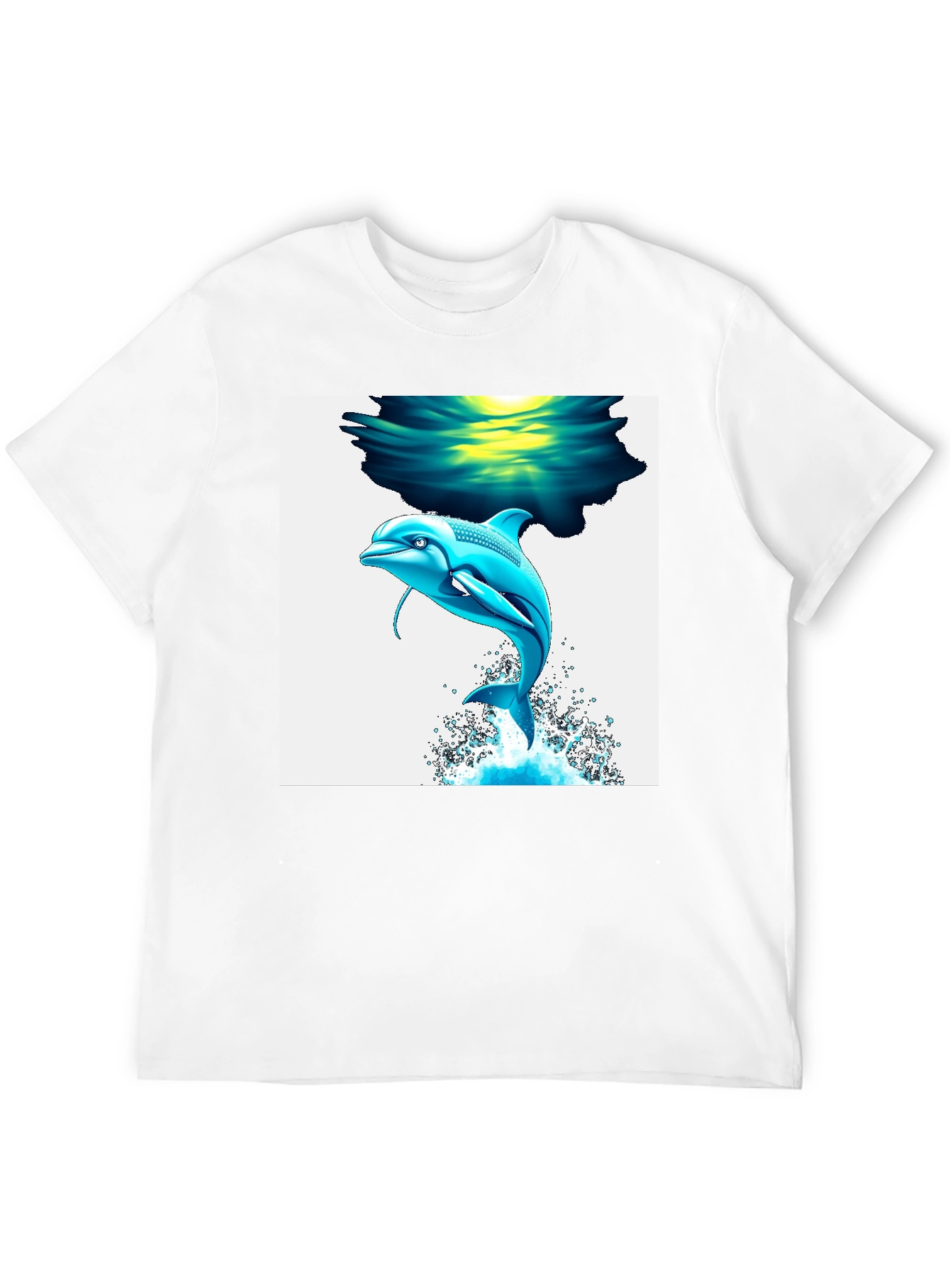 Dolphin Graphic Tee - Black Cotton Blend T-Shirt