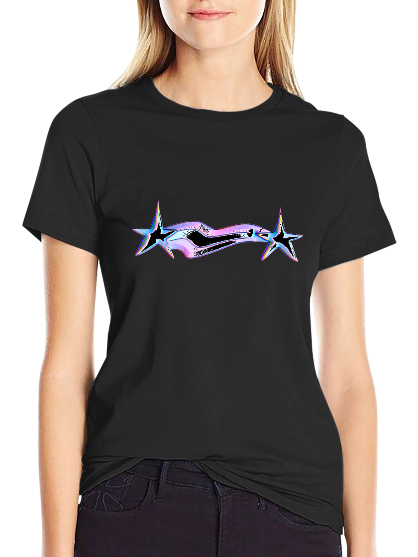 Edgy Black T-Shirt with Star Graphic