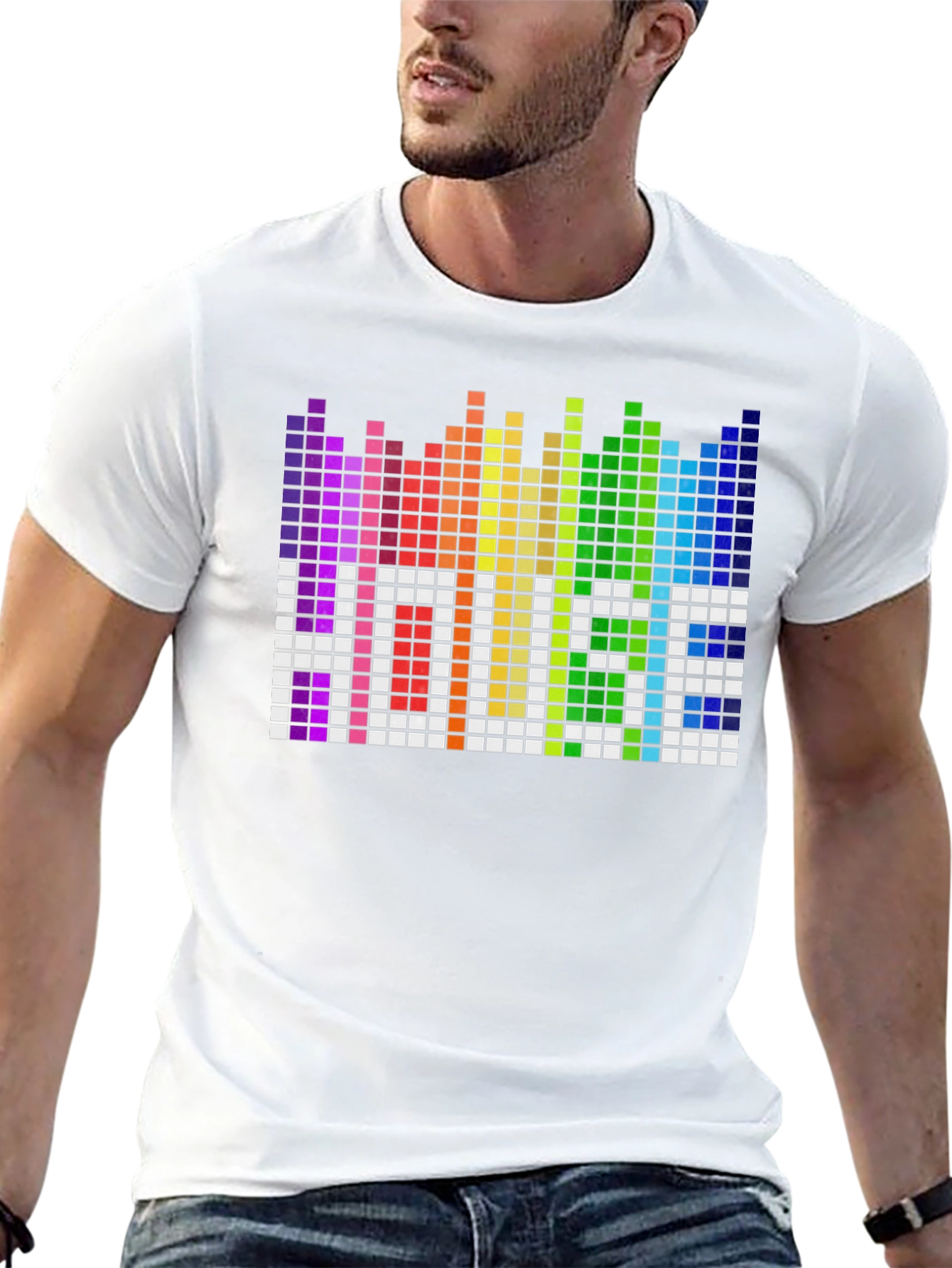 Rainbow Pixel EQ T-Shirt - Black