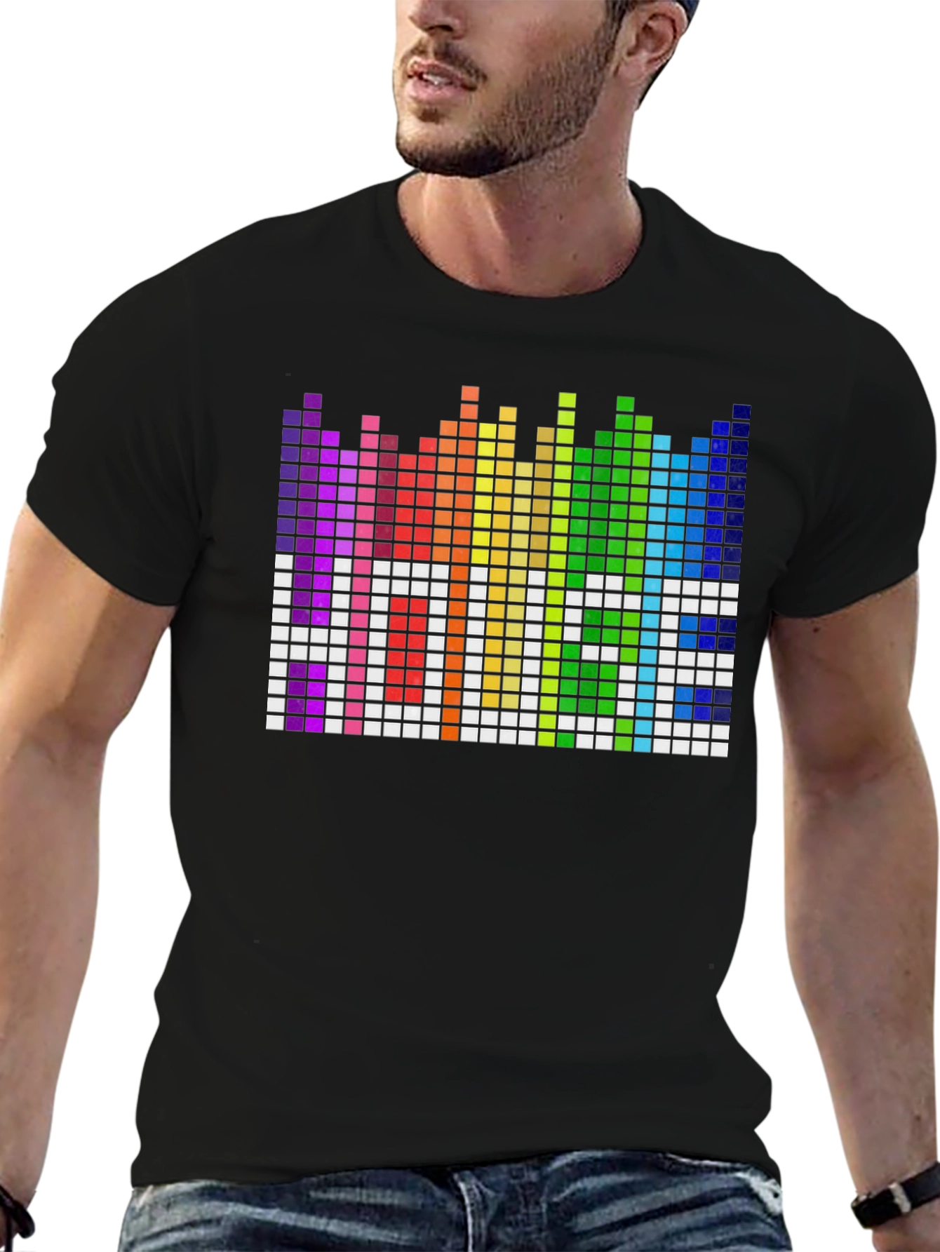 Rainbow Pixel EQ T-Shirt - Black