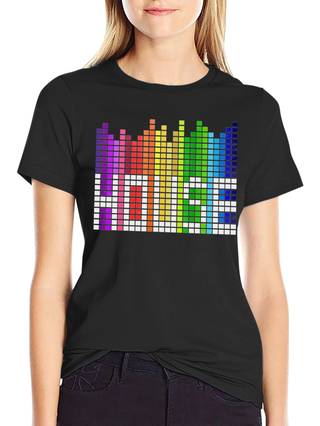 Rainbow Pixel EQ T-Shirt - Black