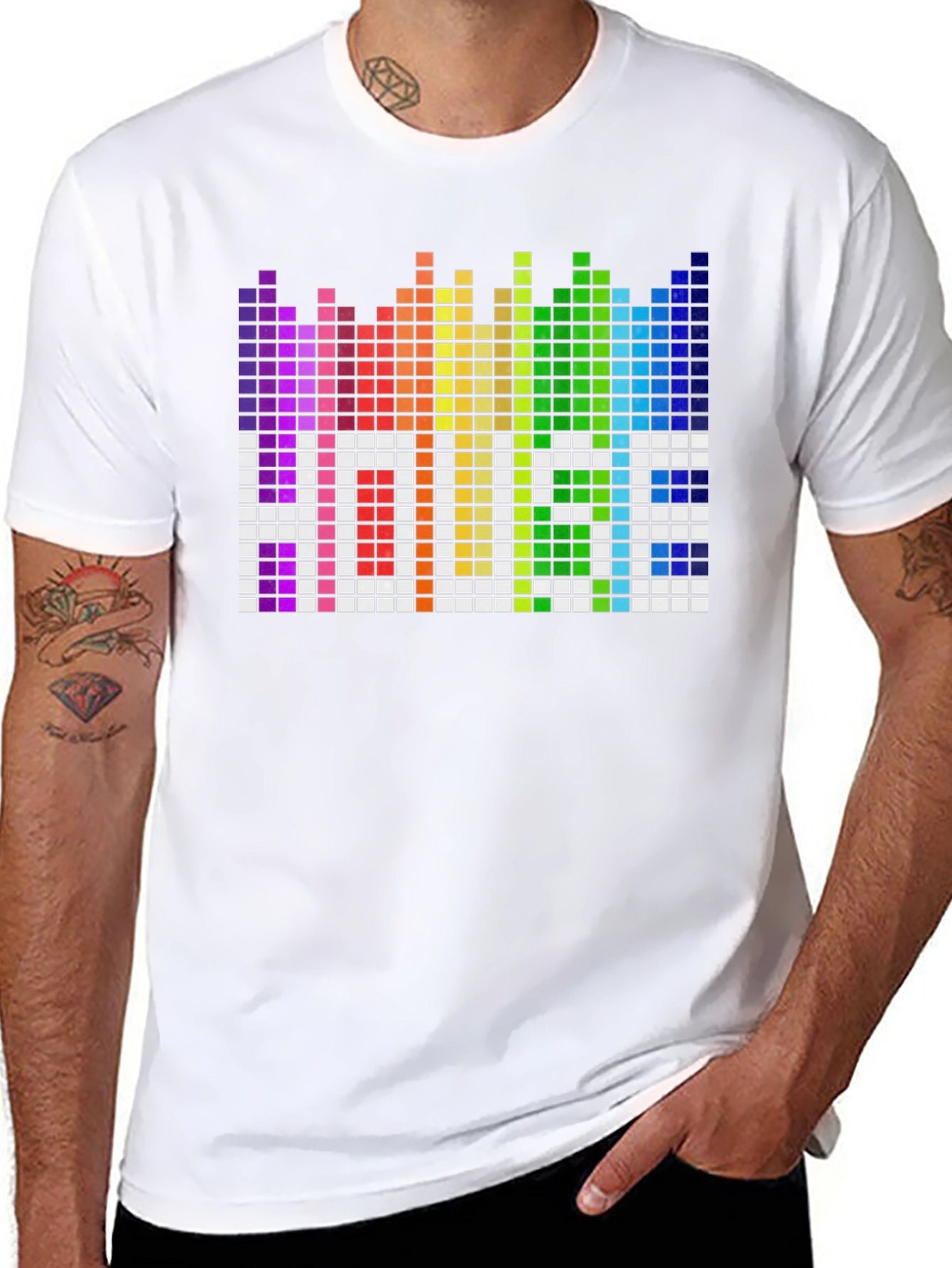 Rainbow Pixel EQ T-Shirt - Black