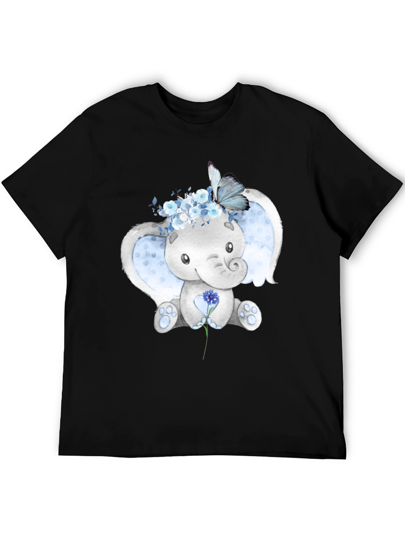 Elephant & Butterfly Graphic Tee - Black