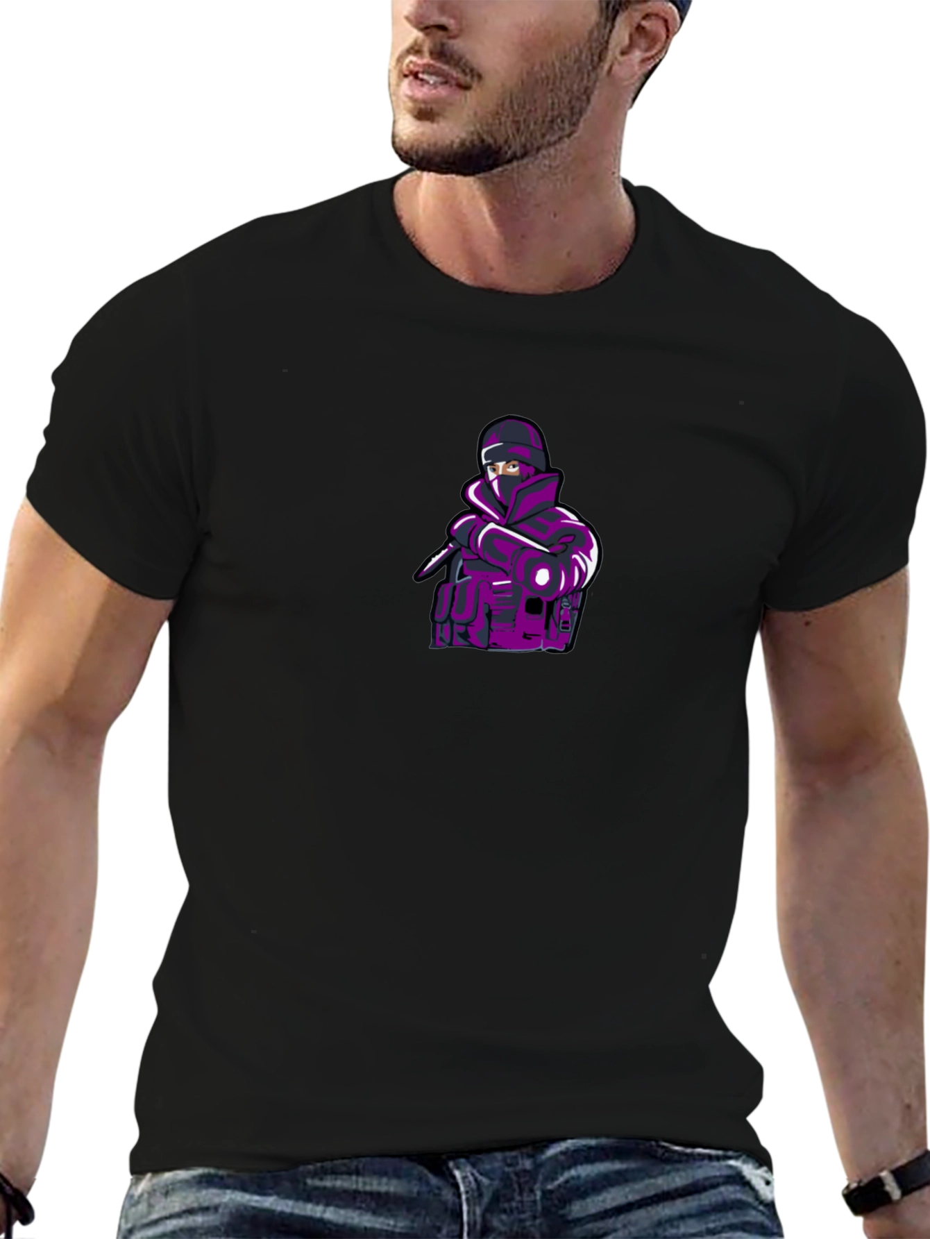 Mens Black T-shirt with Ninja Graphic