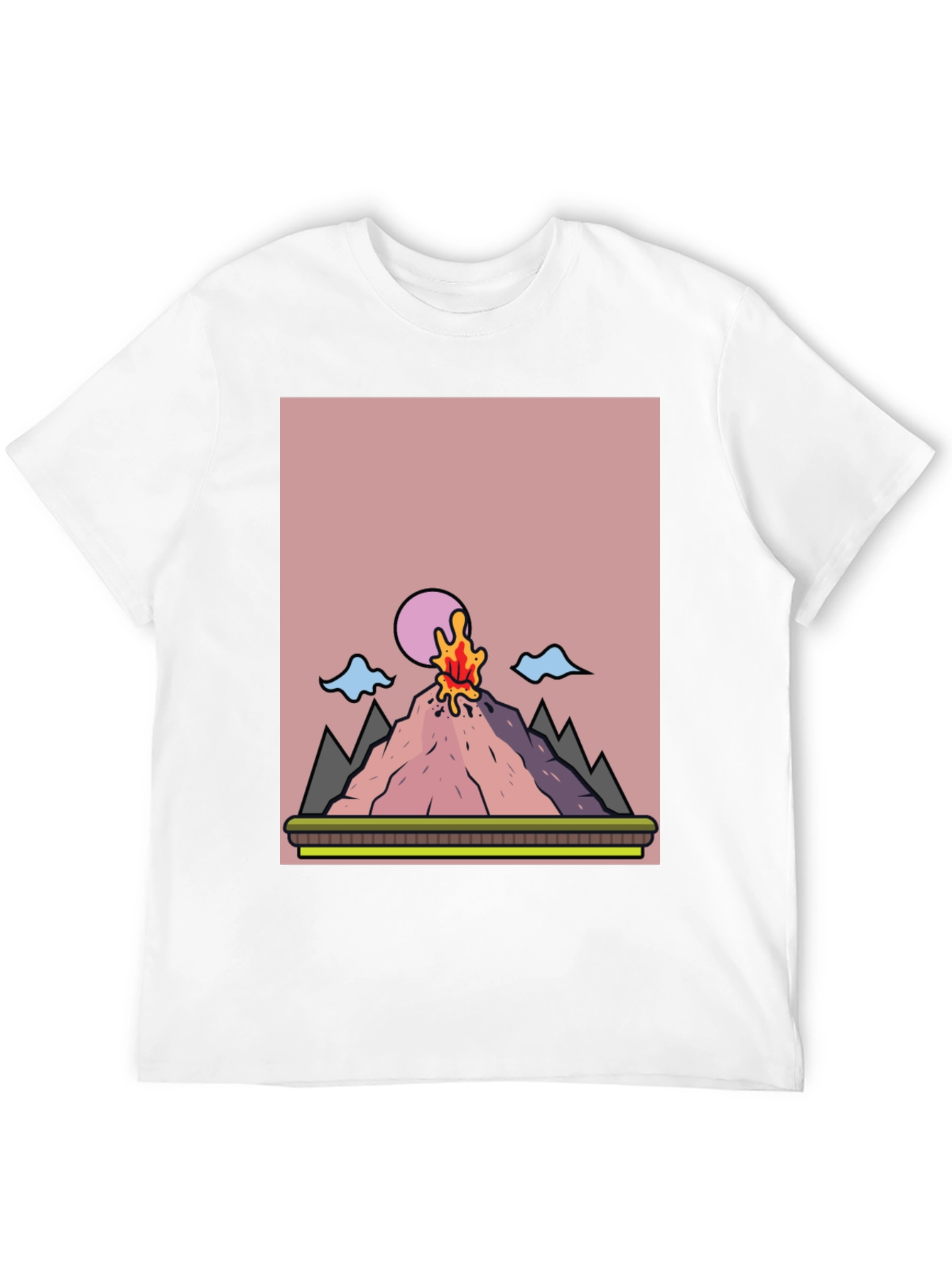 Volcano Eruption Graphic Tee - Black Cotton