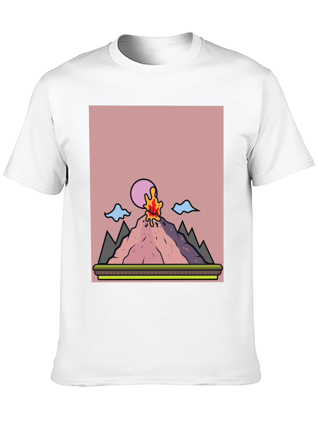 Volcano Eruption Graphic Tee - Black Cotton
